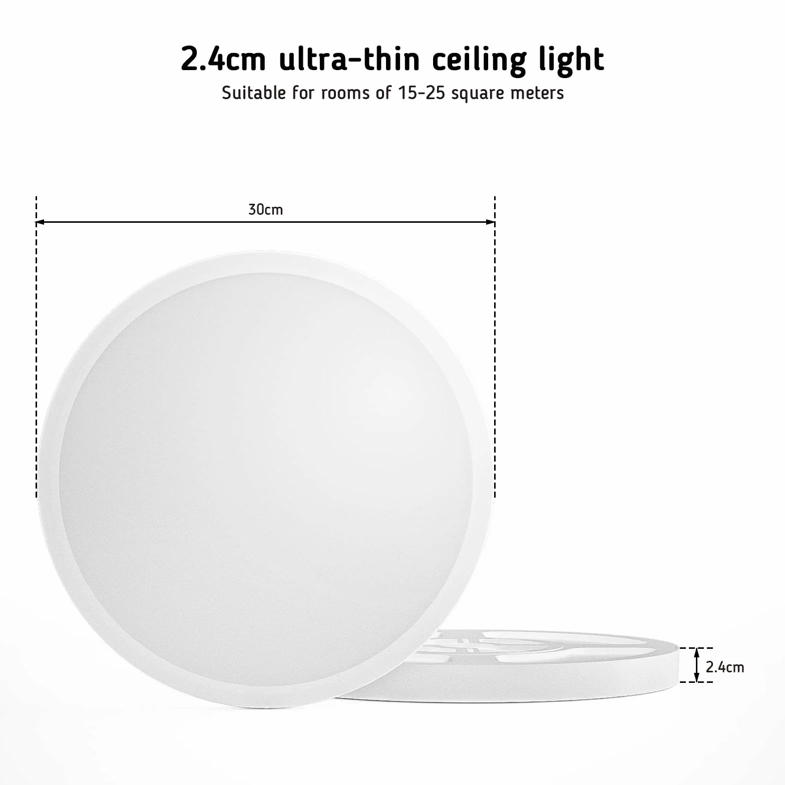 Lampa sufitowa LED 24 W, regulowana temperatura kolorów, 2347 LM Biurowe, dla łazienki, kuchni, przedpokoju i balkonu (3000K/4000K/5000K, 24W)