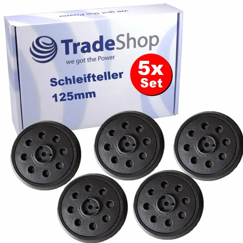 5 x Trade-Shop 125 mm talerz szlifierski/talerz szlifierski/talerz podporowy kompatybilny ze szlifierką mimośrodową Skil 7400 H1, 7425, 7430 H1, 7435 H1, 7500 H1