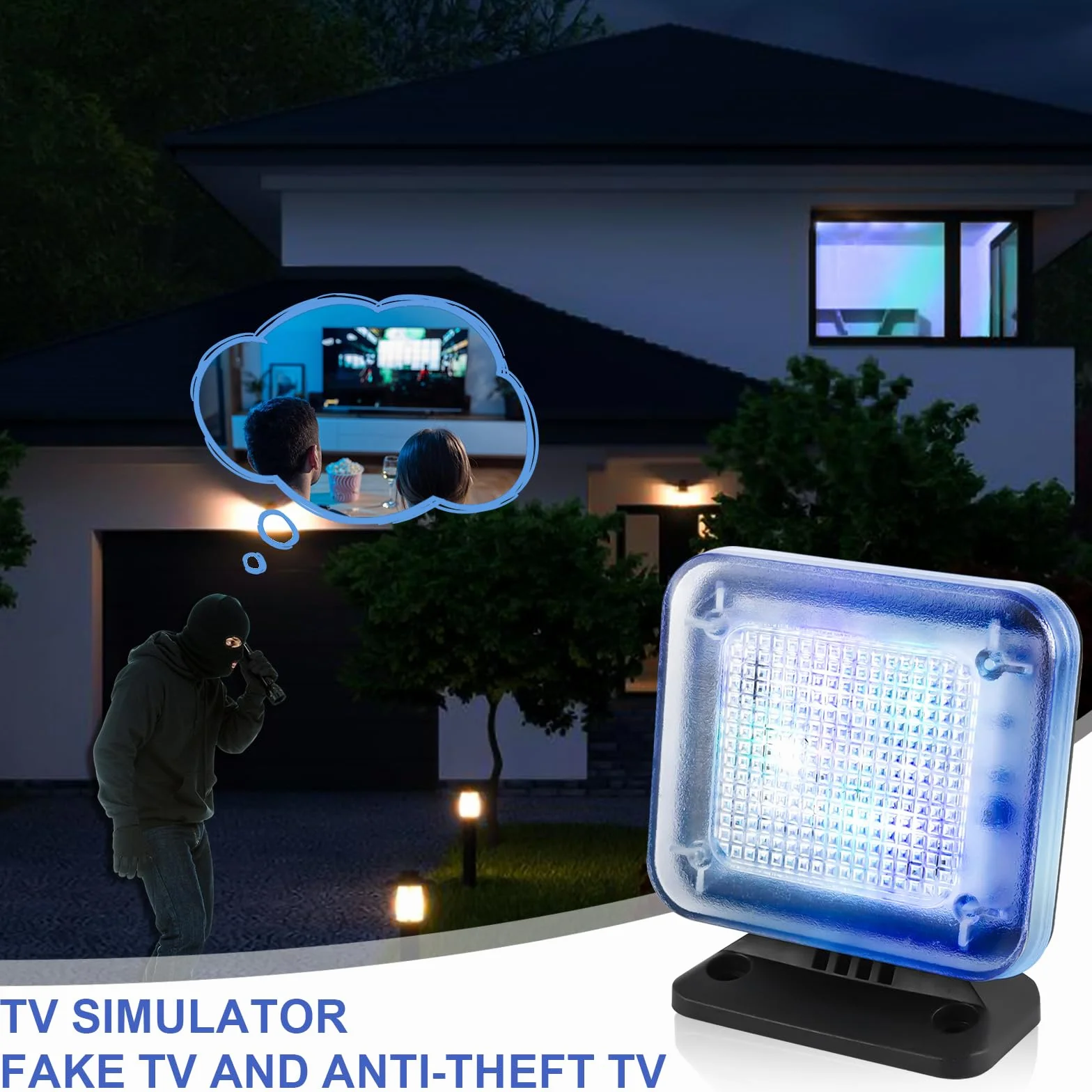GOMETY Symulator TV LED z 12 diodami LED, 3 programami, timerem, ochrona przed włamaniem