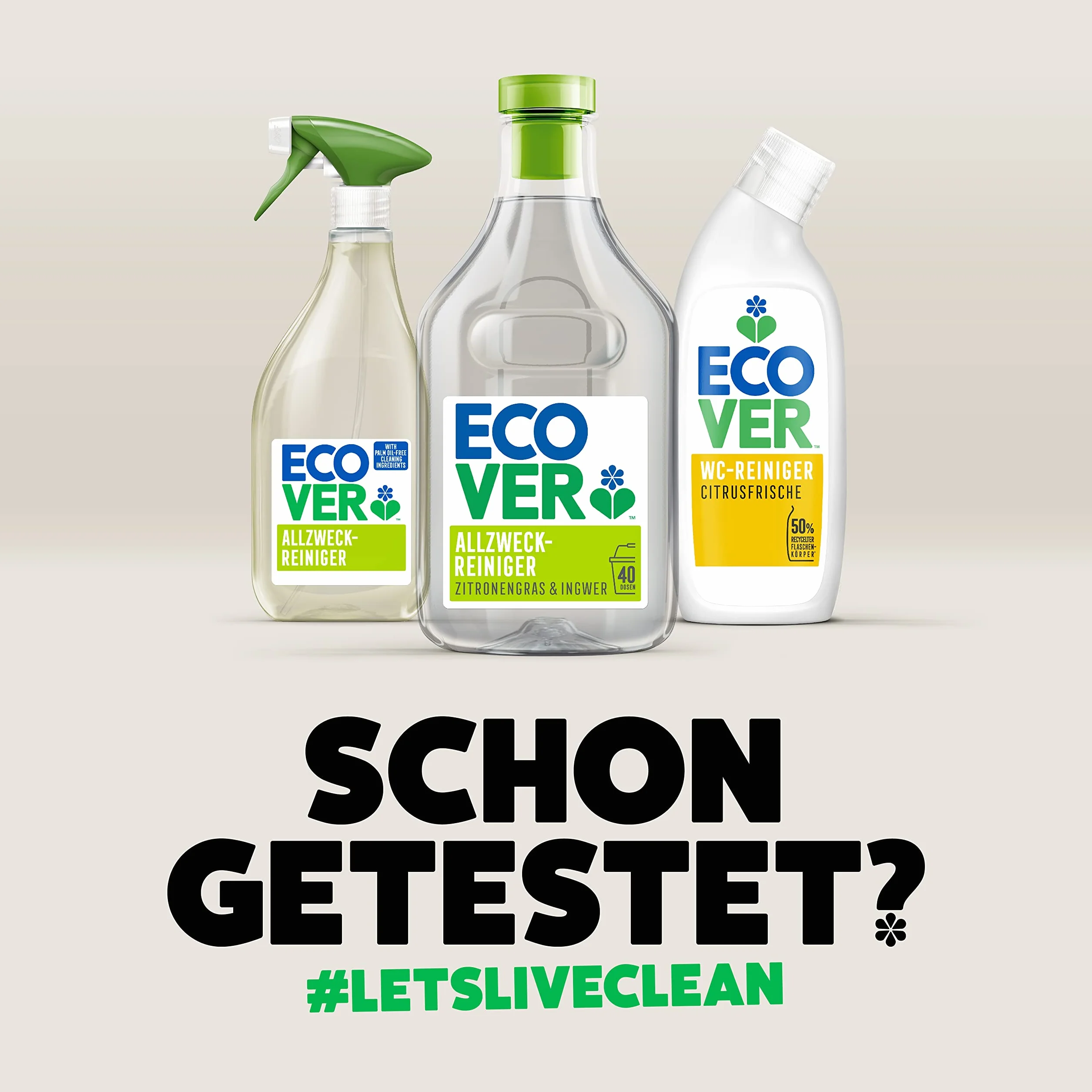 Ecover Spray do czyszczenia szkła do okien bez smug, zapach zielonej herbaty i grejpfruta, 6 sztuk, 6 x 500 ml