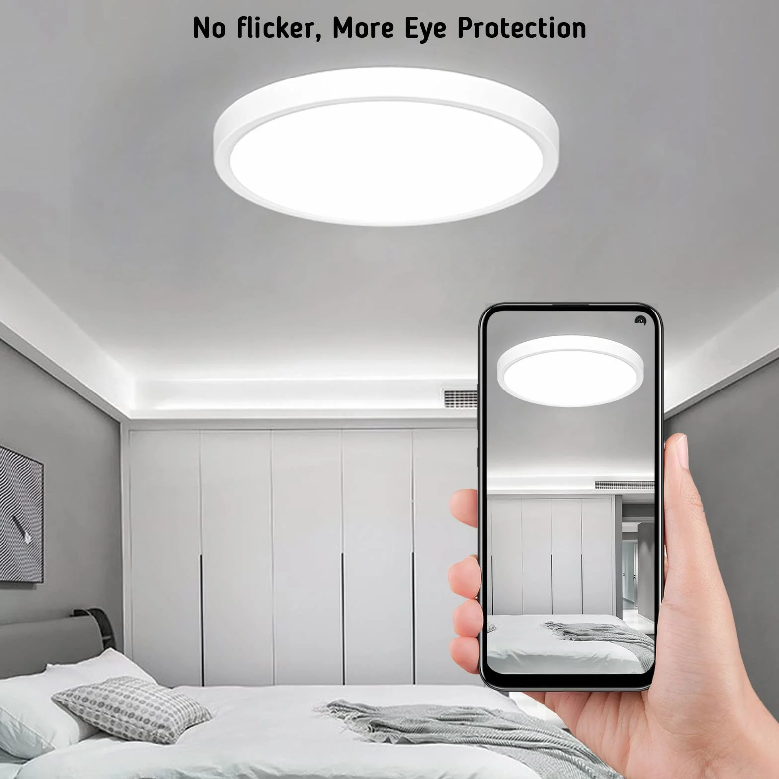 Lampa sufitowa LED 24 W, regulowana temperatura kolorów, 2347 LM Biurowe, dla łazienki, kuchni, przedpokoju i balkonu (3000K/4000K/5000K, 24W)