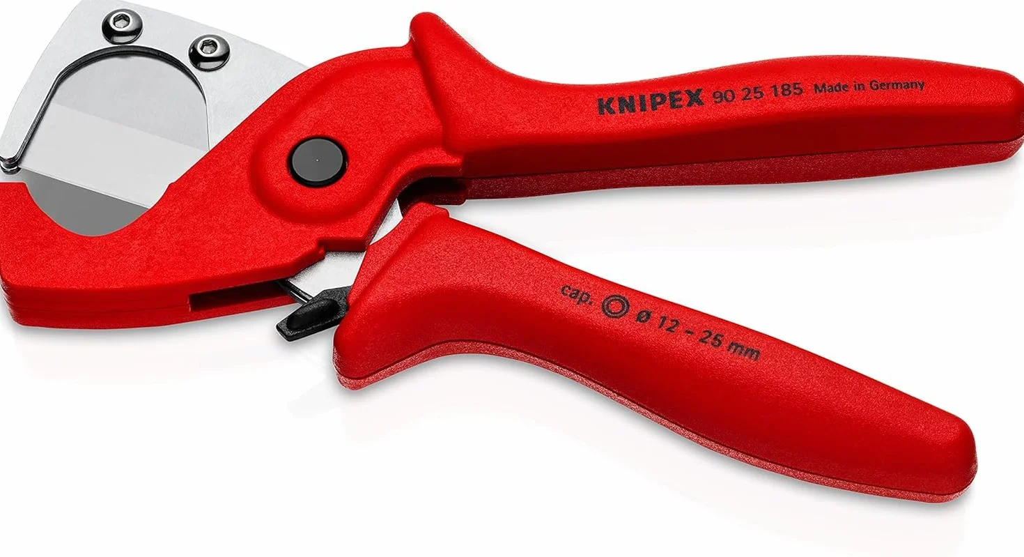 KNIPEX Obcinak do rur z tworzywa sztucznego i kompozytowych z wytrzymałego, wzmacnianego włóknem szklanym tworzywa sztucznego 185 mm, 90 25 185