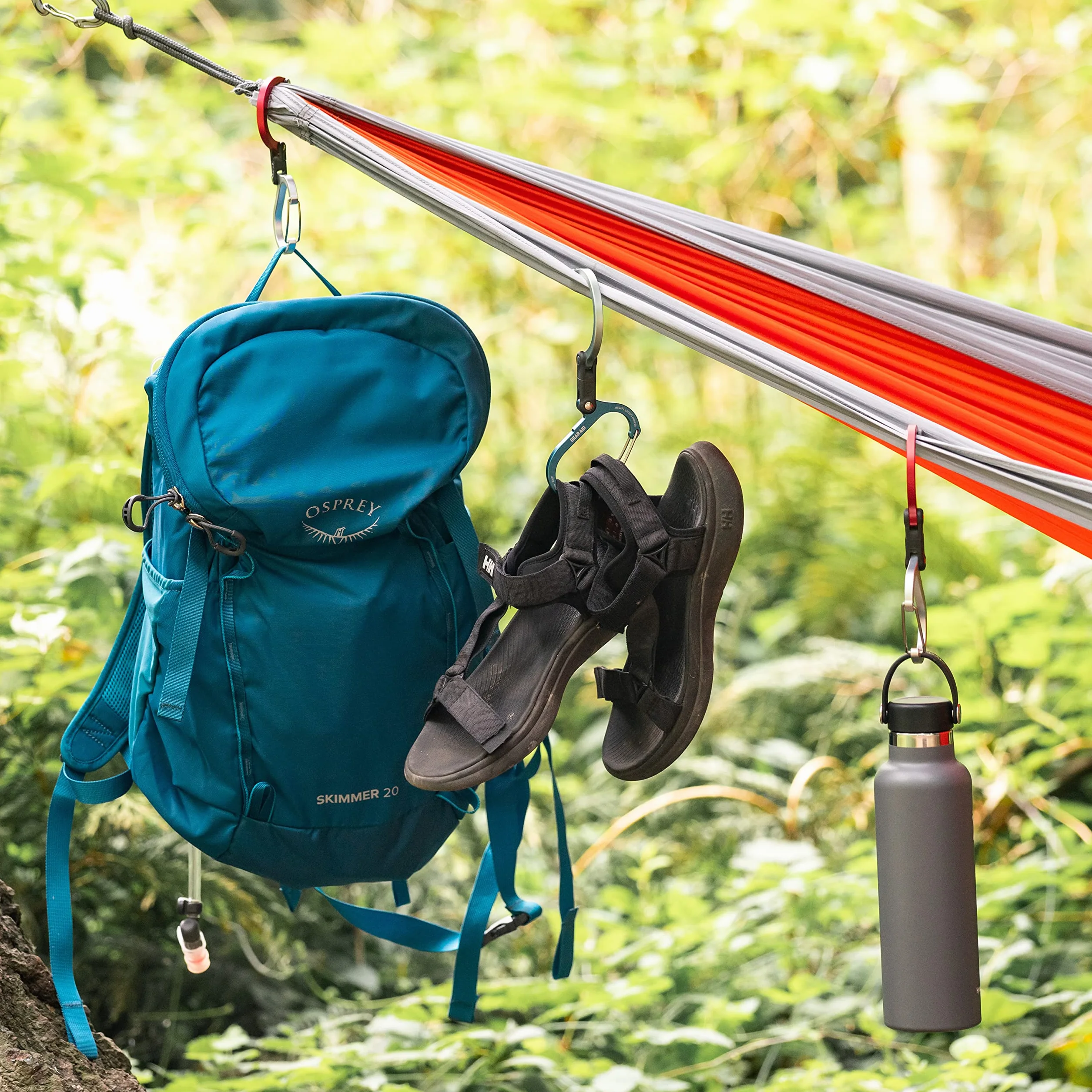 GEAR AID HEROCLIP karabińczyk i haczyk (duży, średni, mały) na kemping, plecak, walizkę, torebkę i do organizacji garażu, kolor czarny, różne rozmiary, 3 szt
