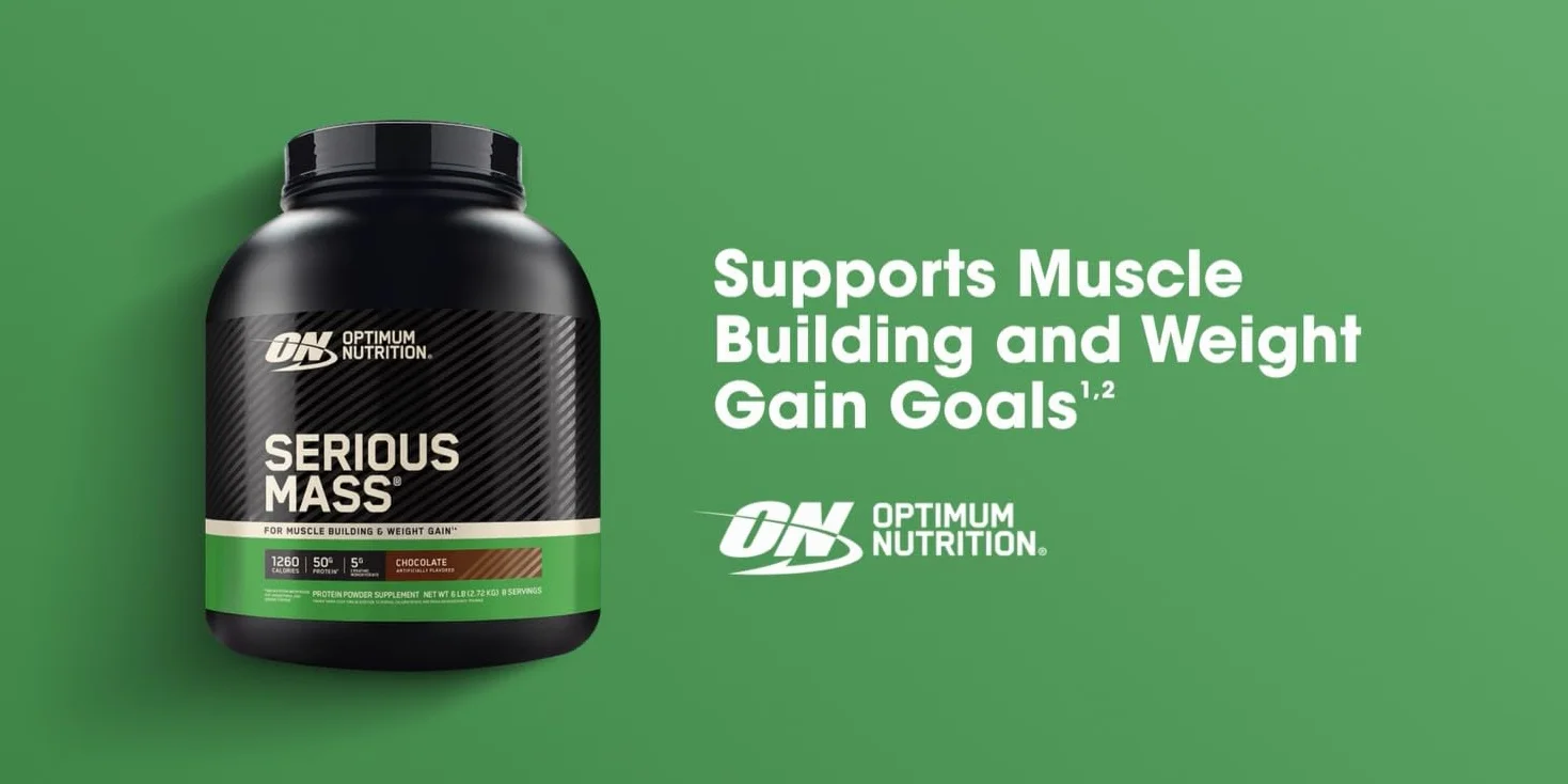 Optimum Nutrition Serious Mass Wysokokaloryczna Odżywka Białkowa, Gainer na Wzrost Masy Mięśniowej, 25 Witamin i Minerałów, Monohydrat Kreatyny i Glutamina, Smak Waniliowy, 8 Porcji, 2,73 kg