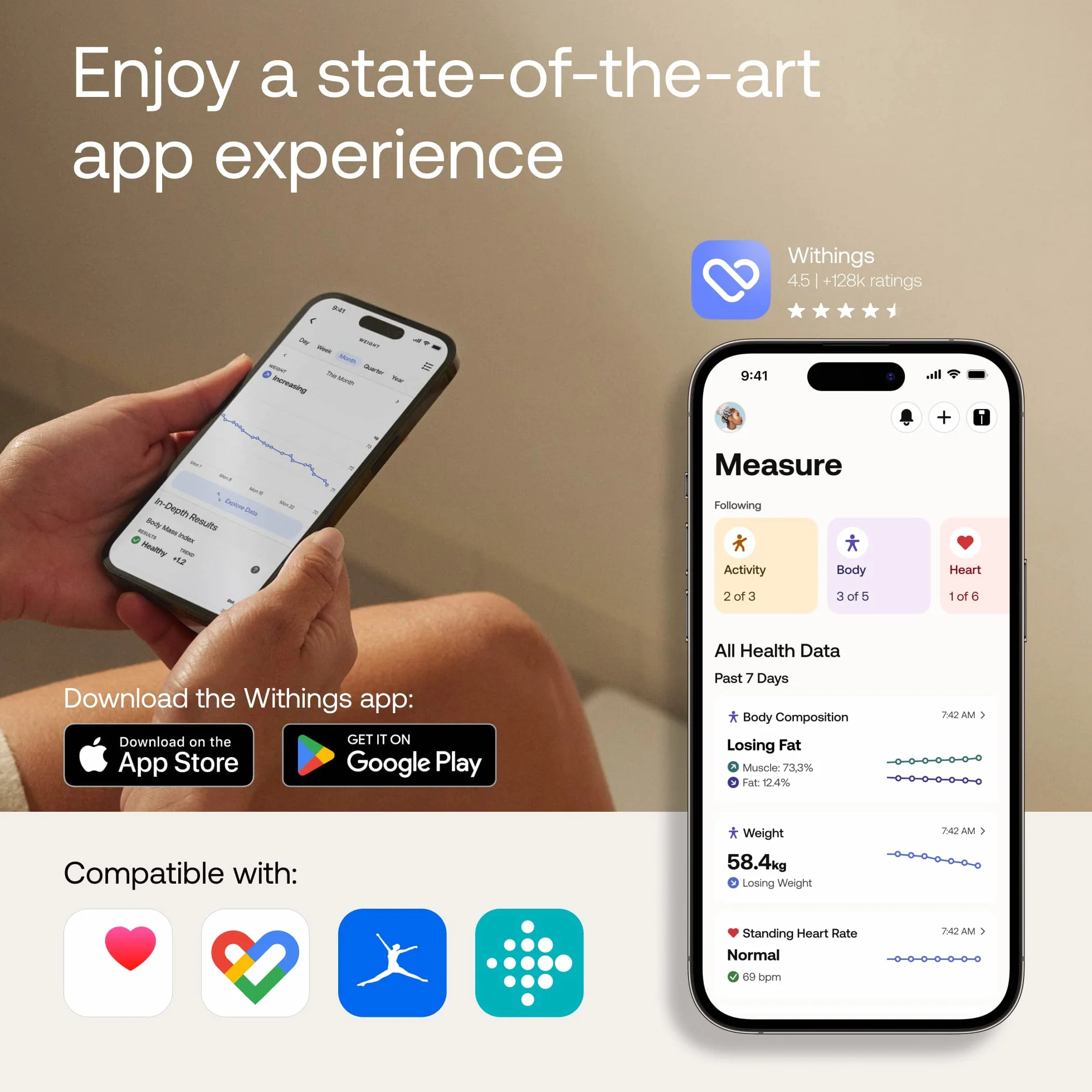 Withings Body Comp waga Wi-Fi Bluetooth analiza składu ciała biała