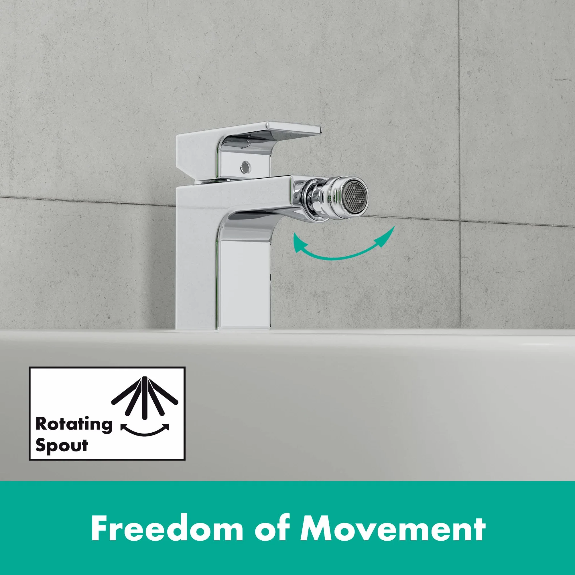 Hansgrohe Vernis Shape Jednouchwytowa bateria bidetowa z kompletem odpływowym, chrom, 71211000