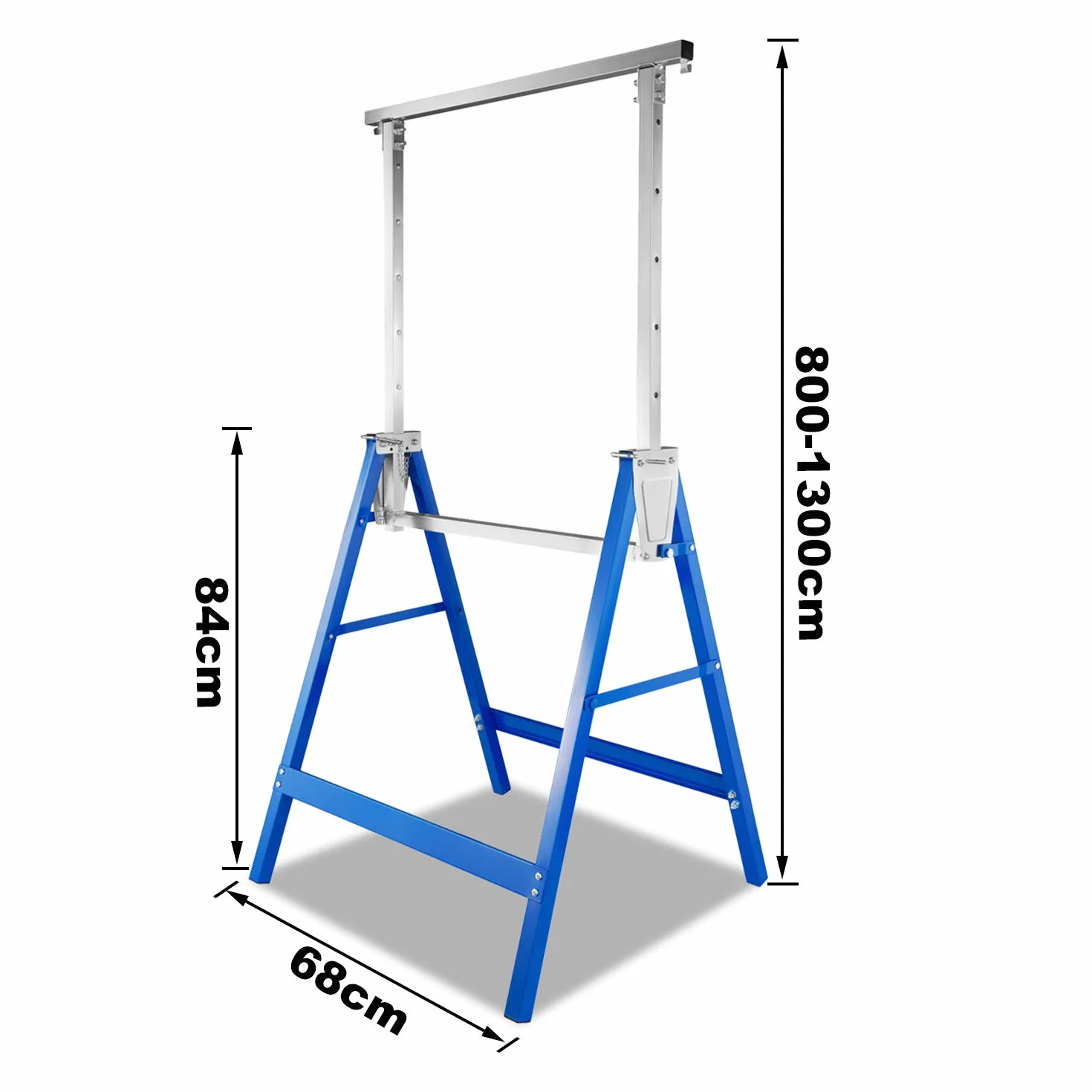 Jopassy Składany Kozioł Warsztatowy Metalowy 200 kg 80-130 cm 7-stopniowa Regulacja Niebieski