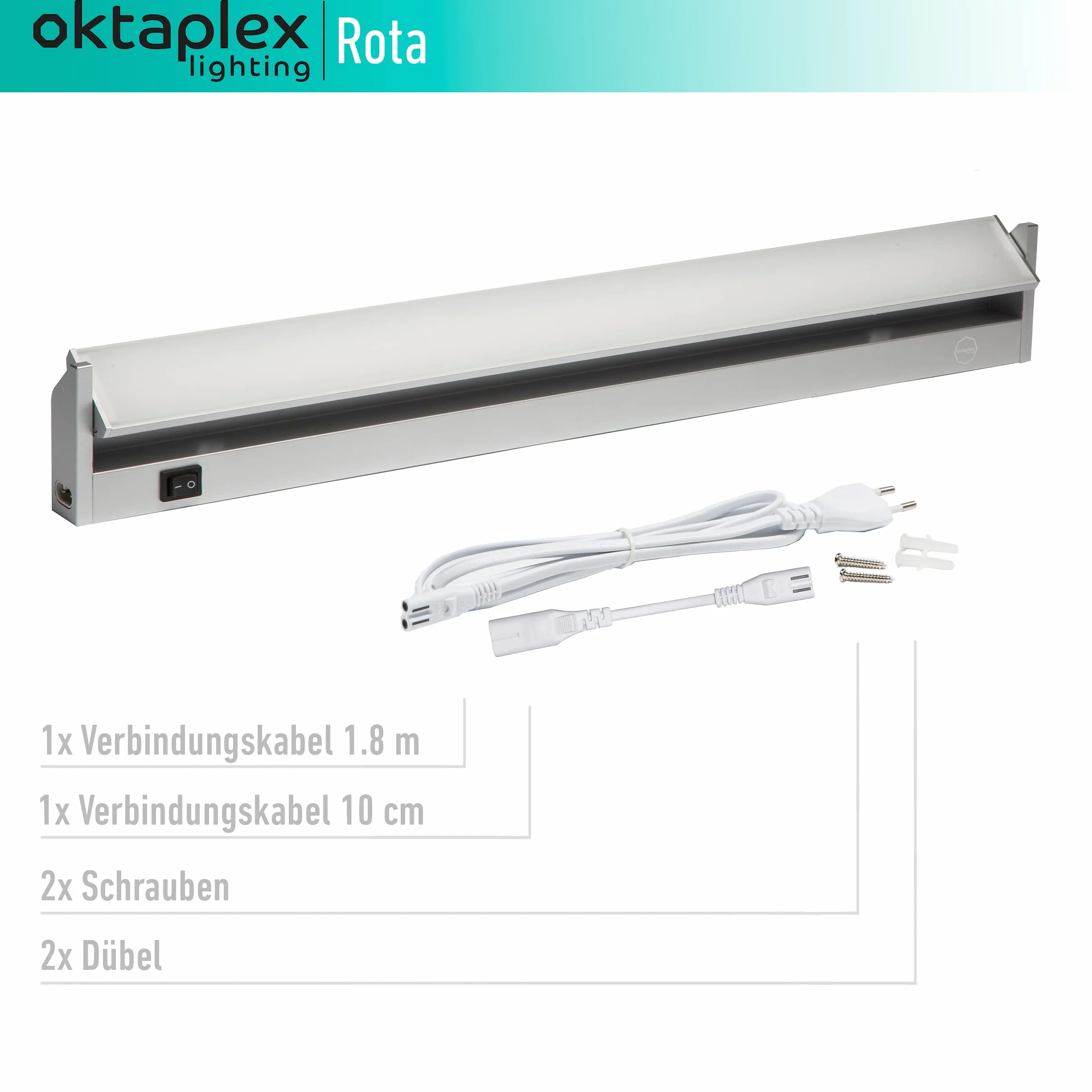 Oktaplex lighting Lampa podszafkowa kuchnia LED aluminium 15 W 230 V neutralna biel 4000 K 90 cm obrotowa lampa podszafkowa Rota 1200 lm listwa LED z przełącznikiem