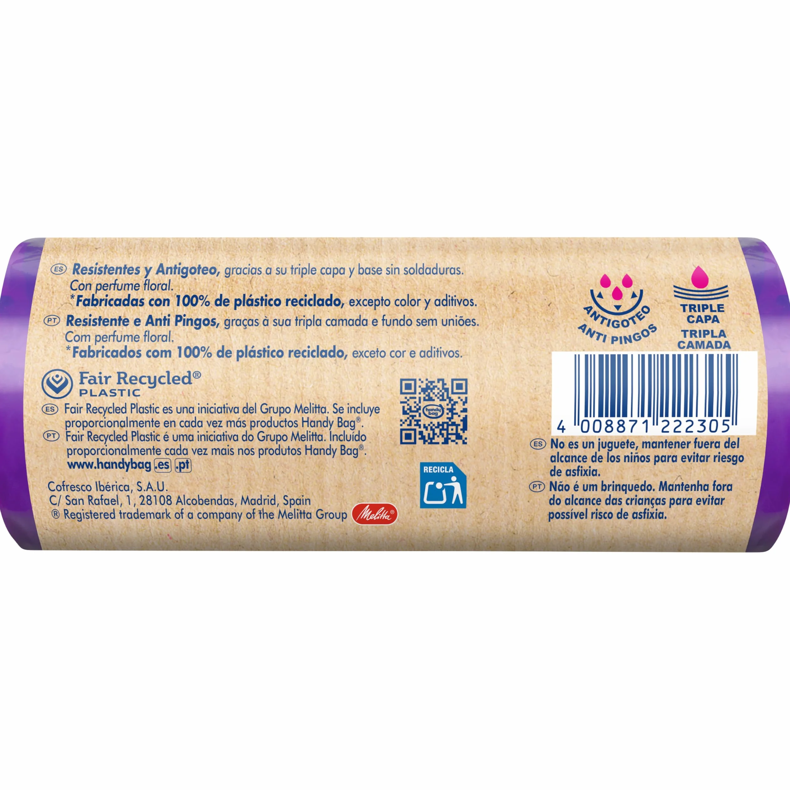 Handy Bag Perfumowane worki na śmieci, w 100% z recyklingu, bardzo wytrzymałe, szczelne, samozamykające, 30 l, 12 worków, paczki