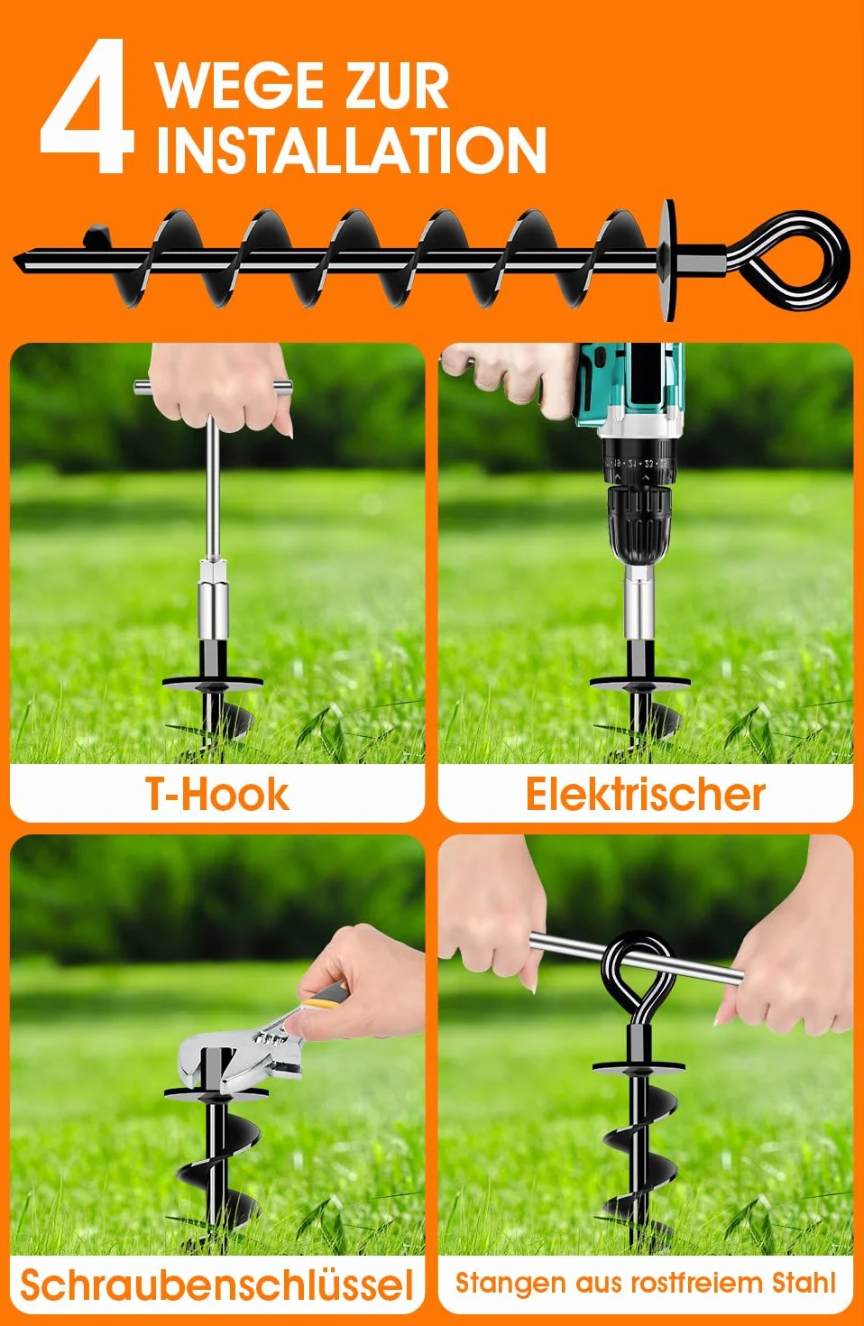 Kotwa gruntowa Heavy Duty 8 zestawów Full&Wide Screw do mocowania trampoliny baldachimu huśtawki