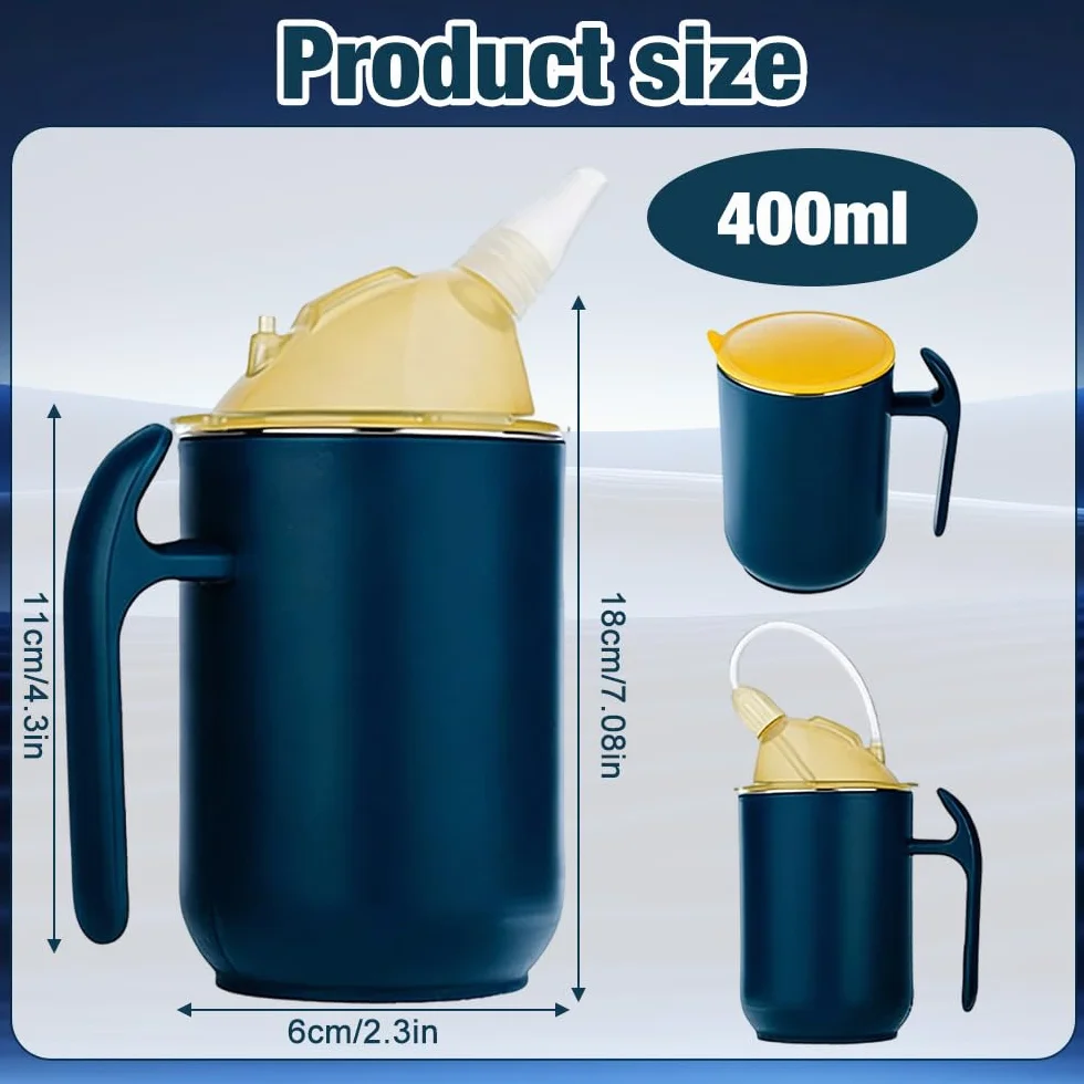 Kubek z dzióbkiem 3 w 1 400 ml szczelny dla seniorów niebieski