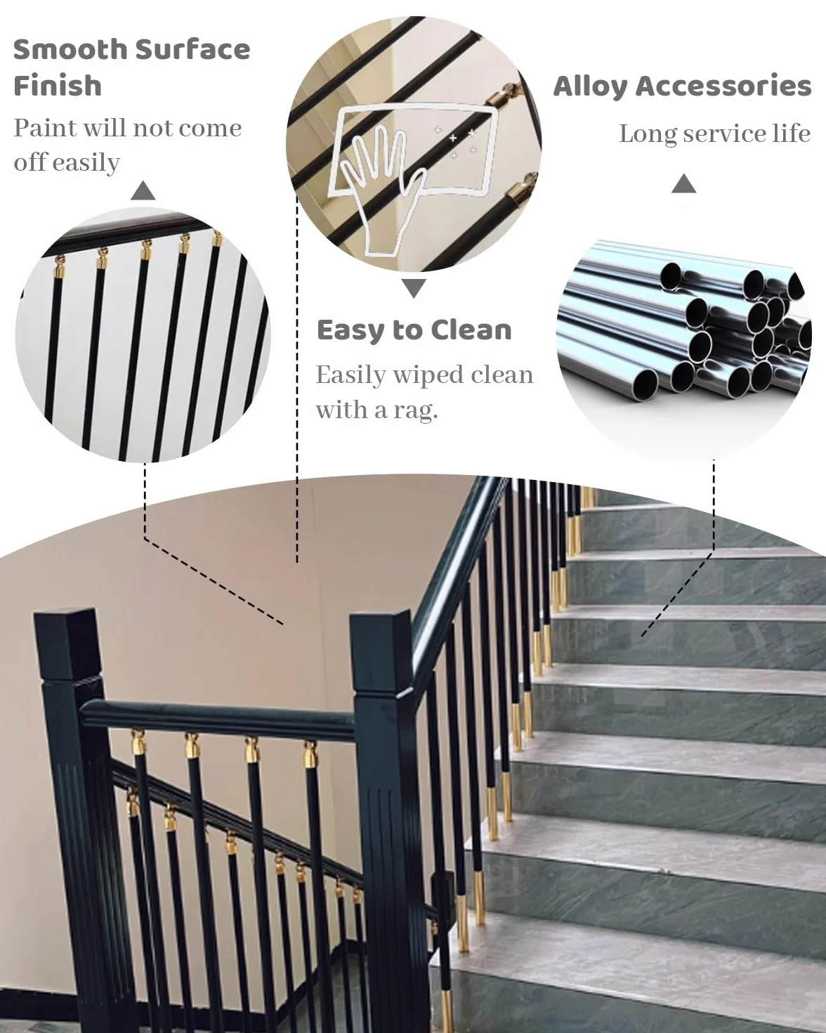Regulowany zestaw balustrad schodowych – łatwy montaż wyposażenia wnętrza 15 szt. tralek 90 cm / 35,5 cala na balkon na zewnątrz, idealne do bezpieczeństwa i dekoracji domu