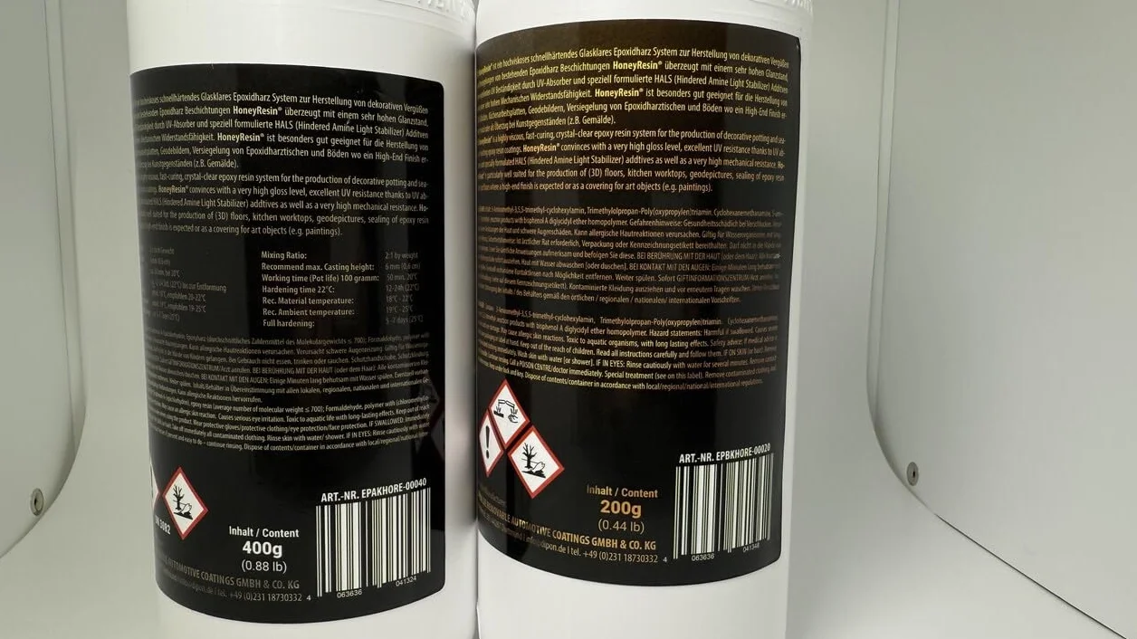 Żywica epoksydowa Honey Resin Professional ArtWork & TopCoat Żywica epoksydowa o wysokiej lepkości I Szybkoschnąca I Do uszczelniania drewna, płótna, podłóg 3D, blatów kuchennych, żywicy