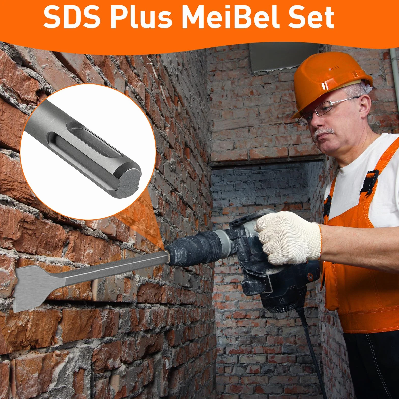 Zestaw dłut SDS PLUS - 3-częściowy 100 mm + 75 mm + 40 mm, dłuto SDS Plus do usuwania płytek, kleju do płytek, betonu, kamienia naturalnego, muru itp. - Dłuto do płytek klasy premium