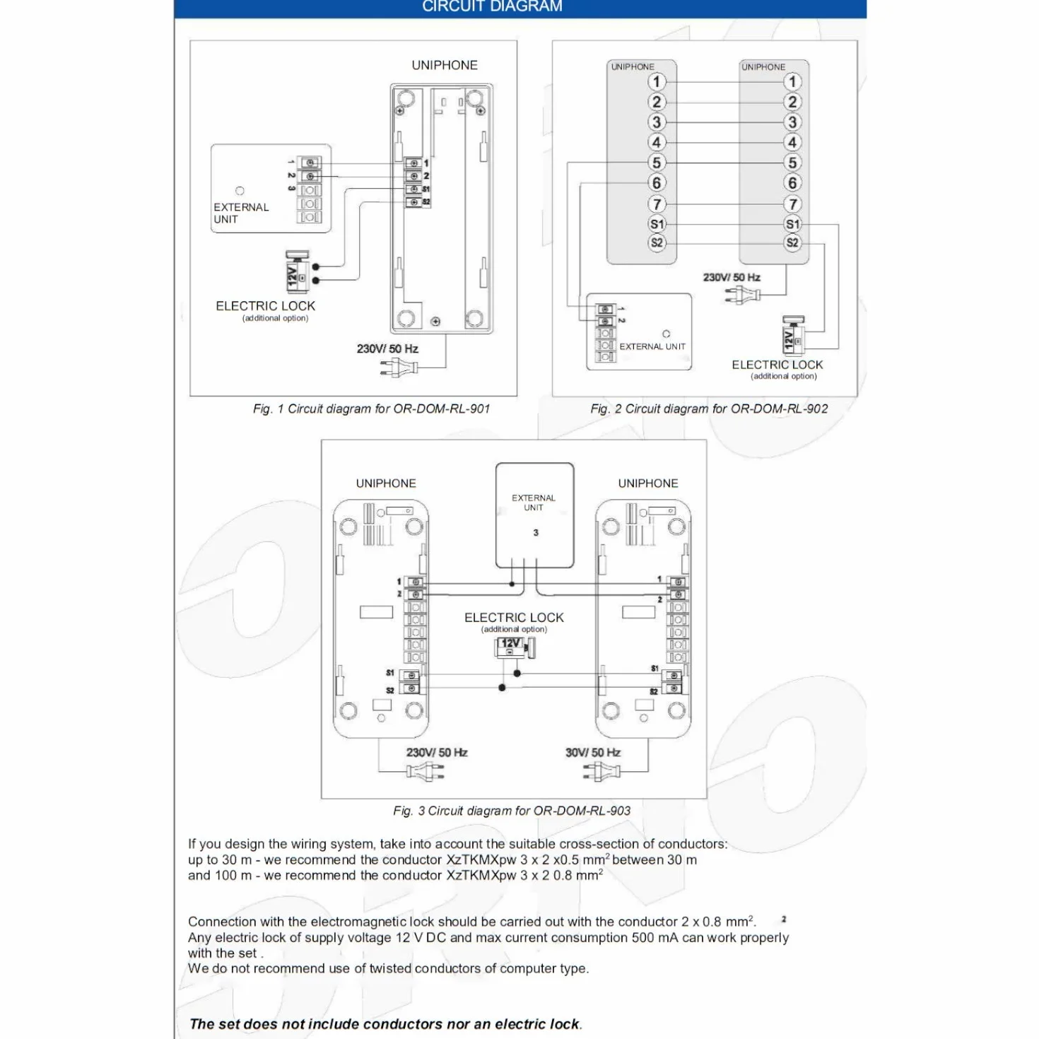 ORNO Fossa domofon 1 jednorodzinny do podtynkowego, 4-przewodowy, 230 V AC, podświetlenie tła (domofon)