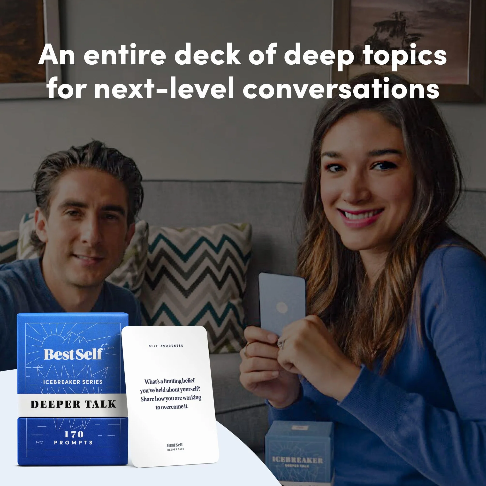 BestSelf Conversation Starter DeepTalk Deck – 150 podpowiedzi, narzędzie do nawiązywania i wzmacniania relacji