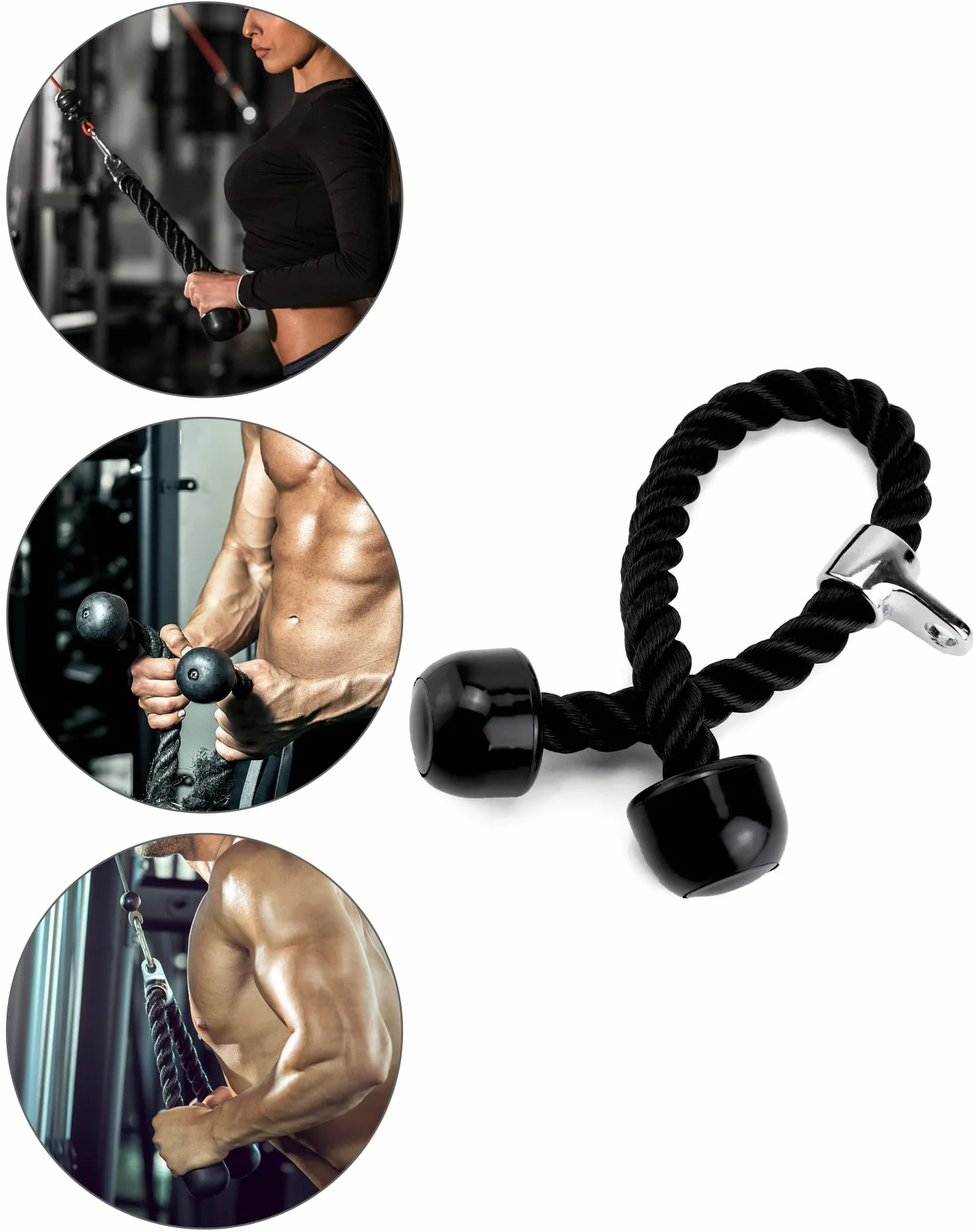 QWORK® Kabel fitness, kabel trenera ramion fitness, krążek linowy fitness, trening siłowy w domu, sprzęt fitness do domu
