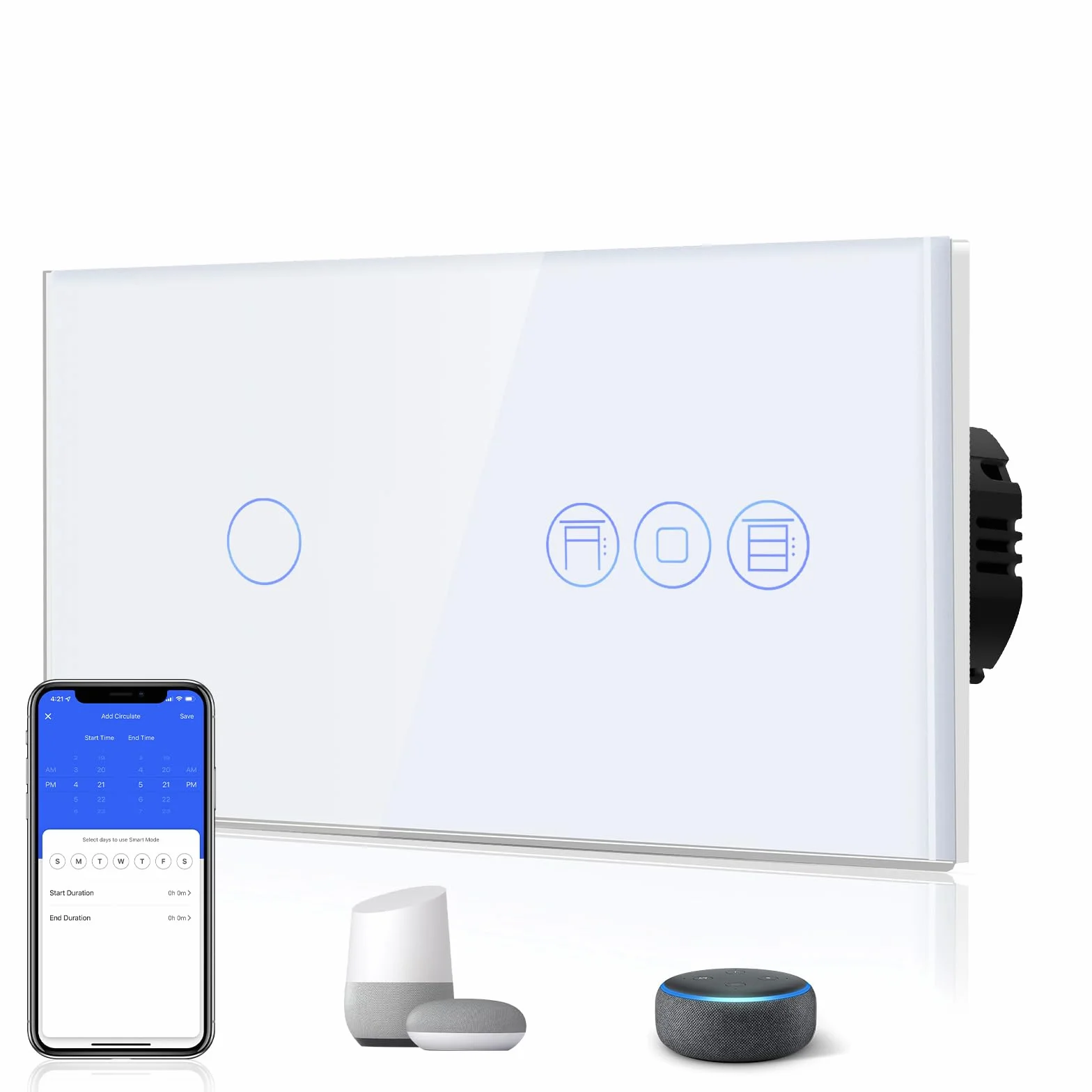 BSEED Alexa WiFi czujnik dotykowy, przełącznik dotykowy, 1-drożny, pilot zdalnego sterowania z aplikacją Smart Life/Tuya, z inteligentnym przełącznikiem rolet, przełącznik żaluzji, kompatybilny z