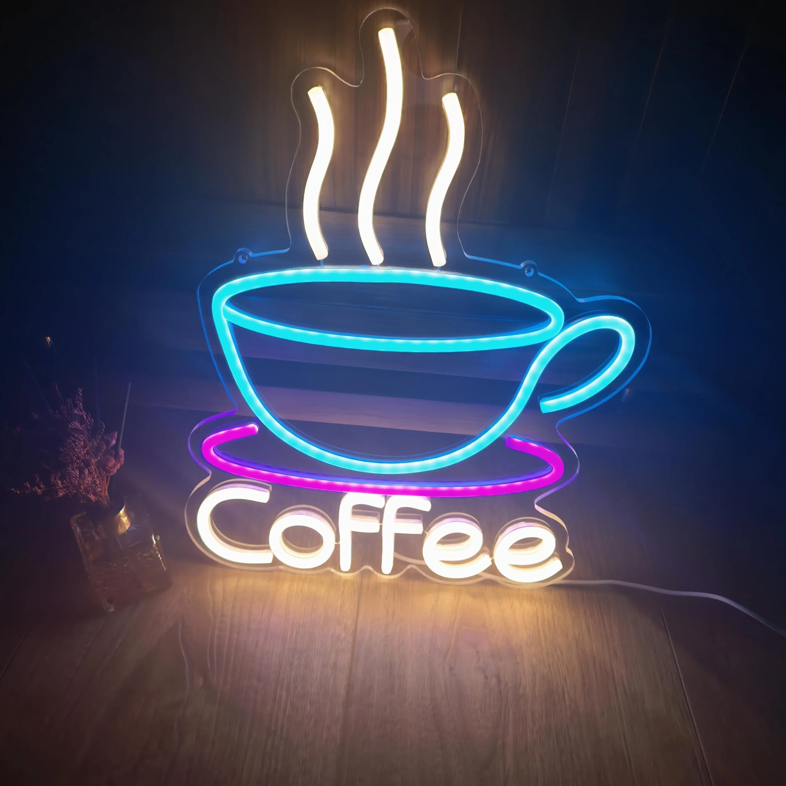 Neonowy znak LED na kubek do kawy 5V USB akrylowy neon z przełącznikiem ściemniania