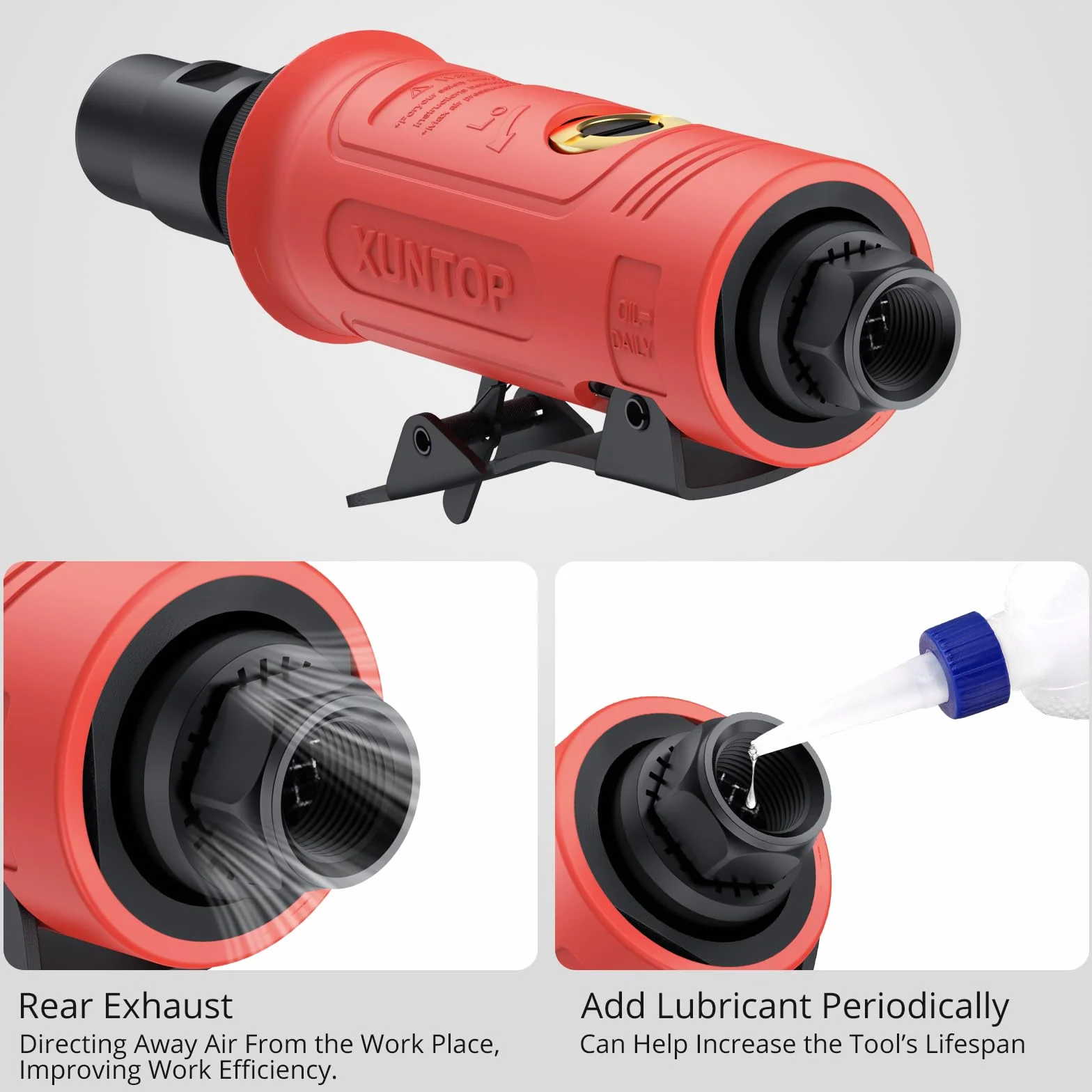XUNTOP Szlifierka pneumatyczna 1/4" prosta szlifierka pneumatyczna 25000 obr./min szlifierka pneumatyczna do szlifowania szlifowania polerskiego naprawa z 1/4" i 1/8" szczypcami zaciskowymi