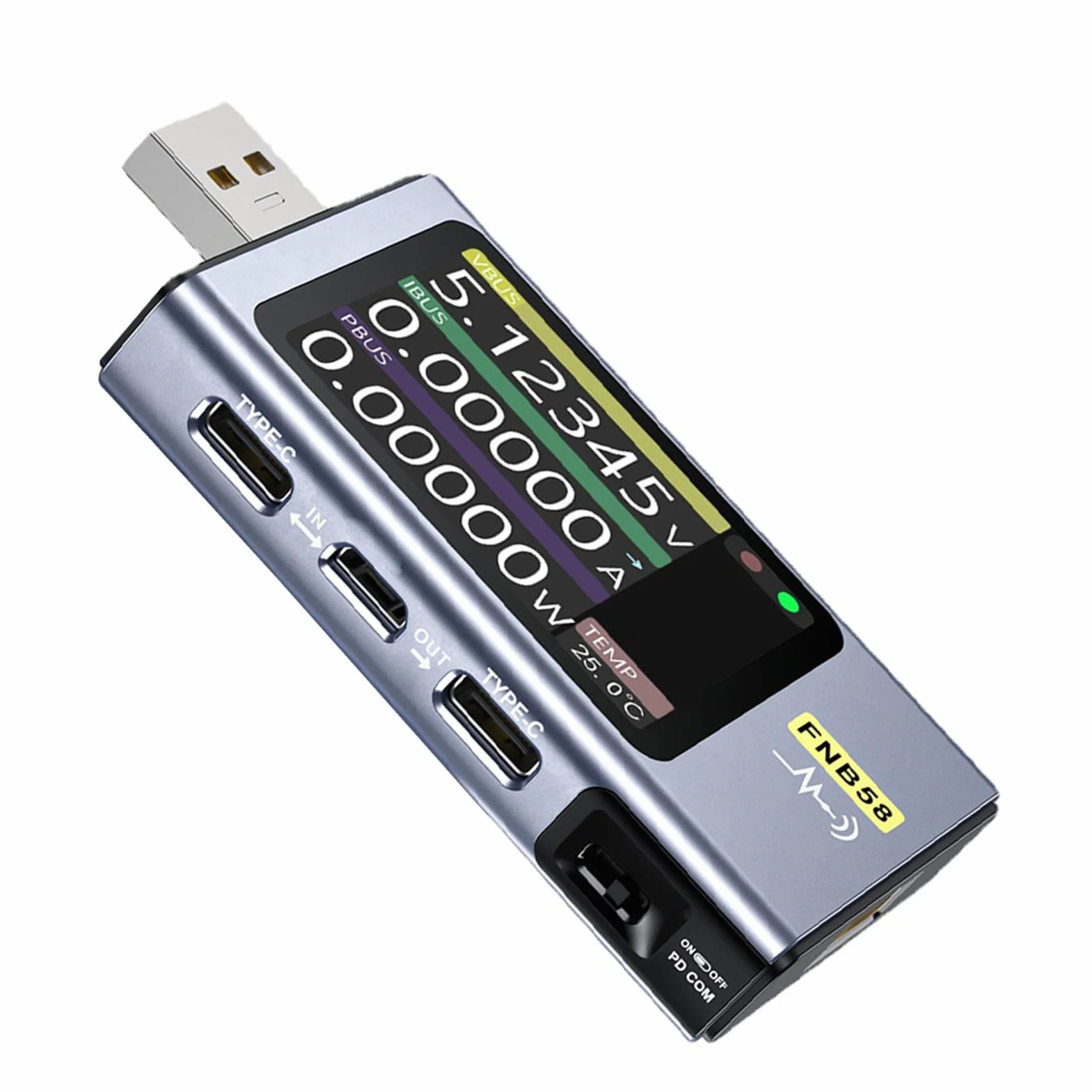 Generic Miernik Napięcia i Prądu USB z łącznością Bluetooth i 2,0-calowym Wyświetlaczem do Monitorowania ładowania w Projektach Typu „zrób to sam”.