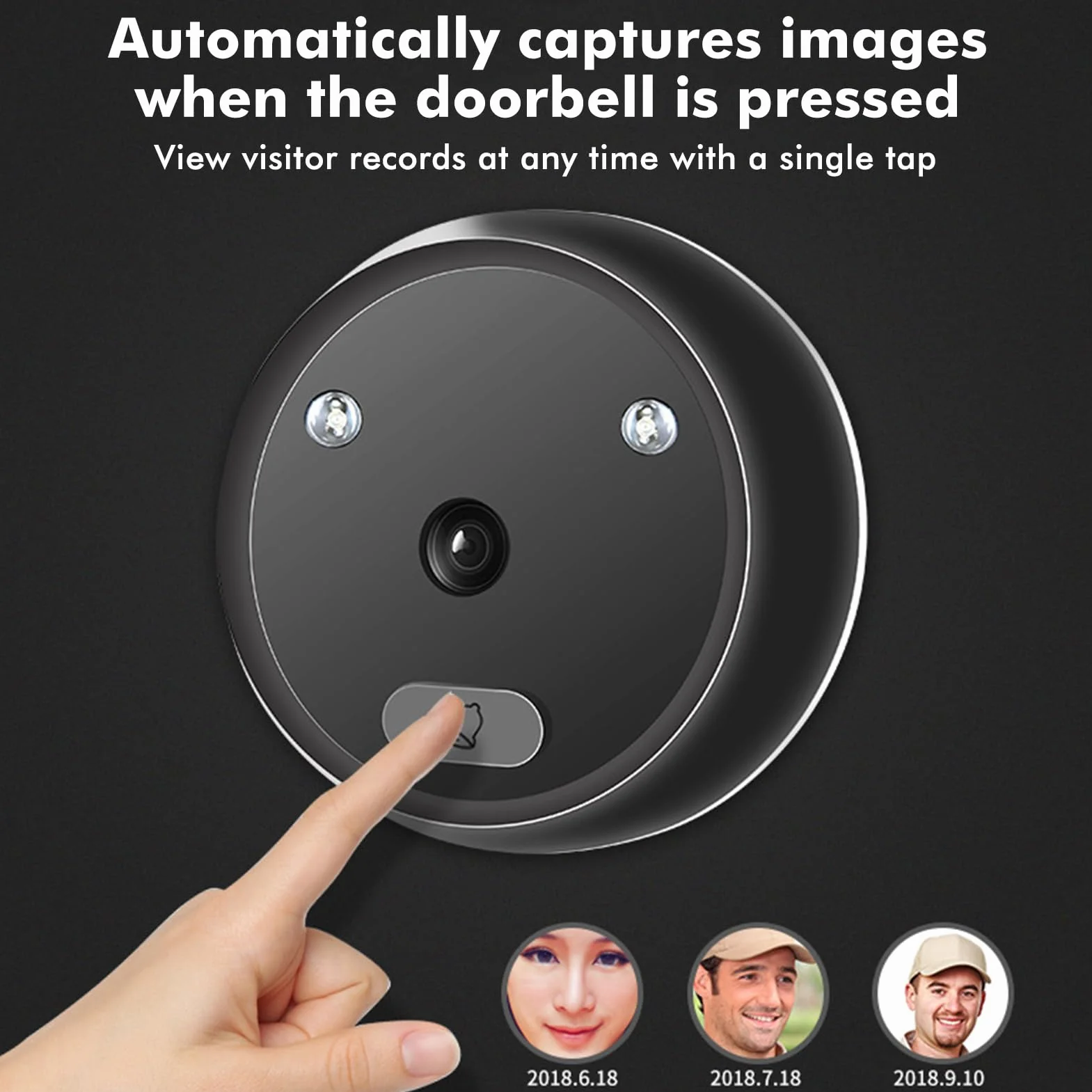 Inteligentny wizjer do drzwi 2,4 cala z kamerą i dzwonkiem, szeroki kąt 120°, noktowizor IR, HD 0,3 MP, pamięć 32 GB