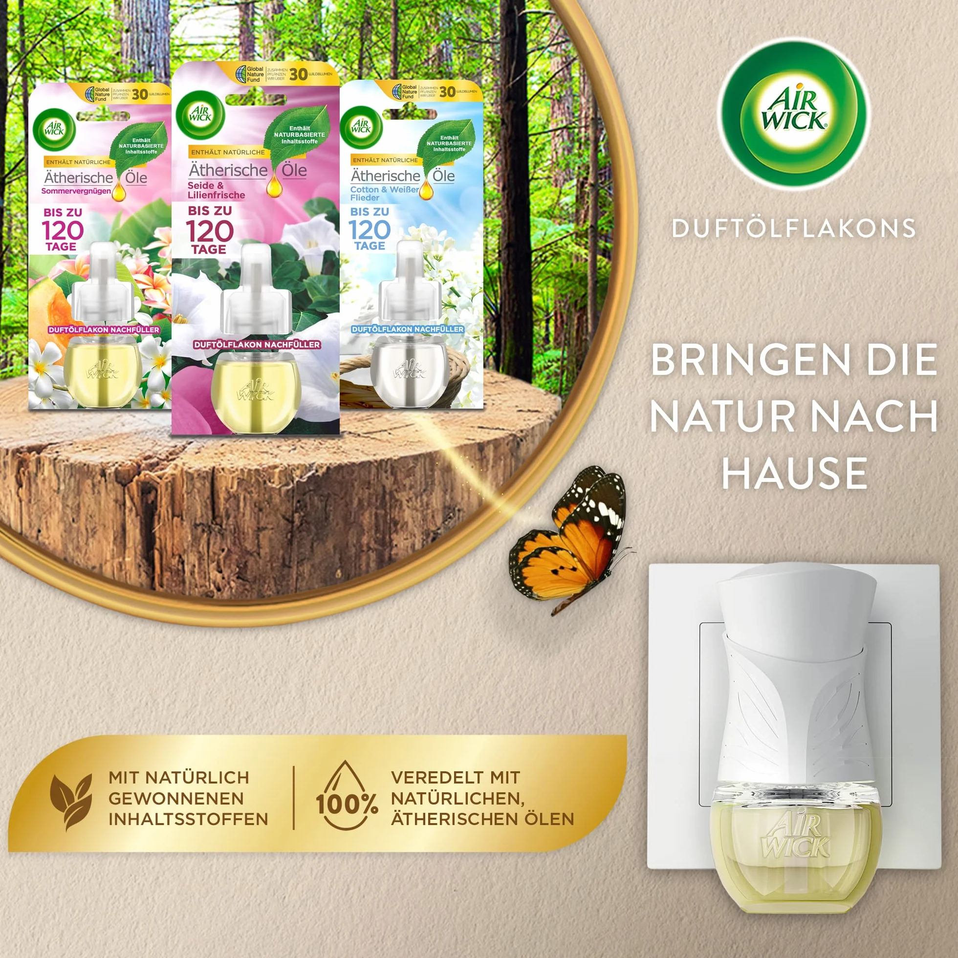 Air Wick Flakon olejku zapachowego zestaw uzupełniający Life Scents 3 x 19 ml letnia przyjemność zapach świeżych kwiatów melonów i wanilii