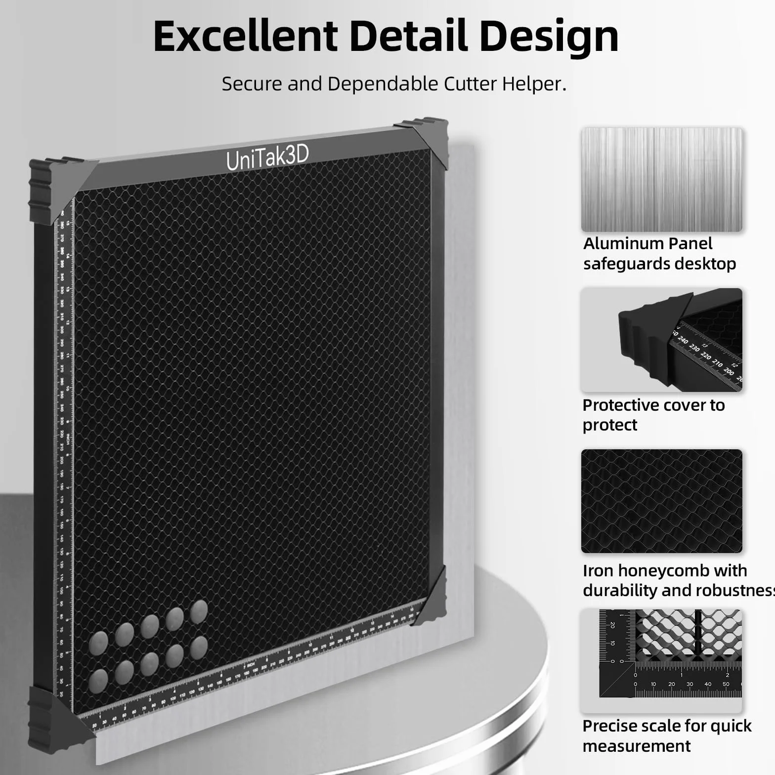 UniTak3D Honeycomb stół do grawerowania laserowego 300 x 300 mm do S1/RAY5/CO2 Engraver Desktop Protection with Aluminium Plate WorkArea 260 x 260 mm