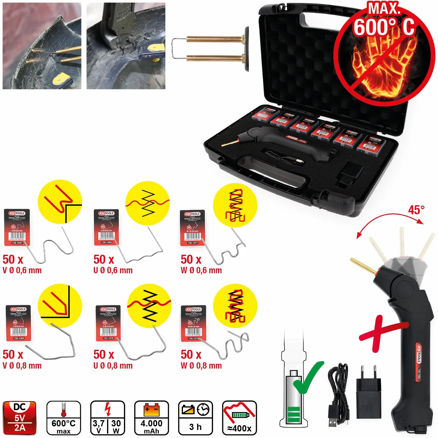 KS Tools 150.1065 zestaw naprawczy do tworzyw sztucznych, 303-częściowy