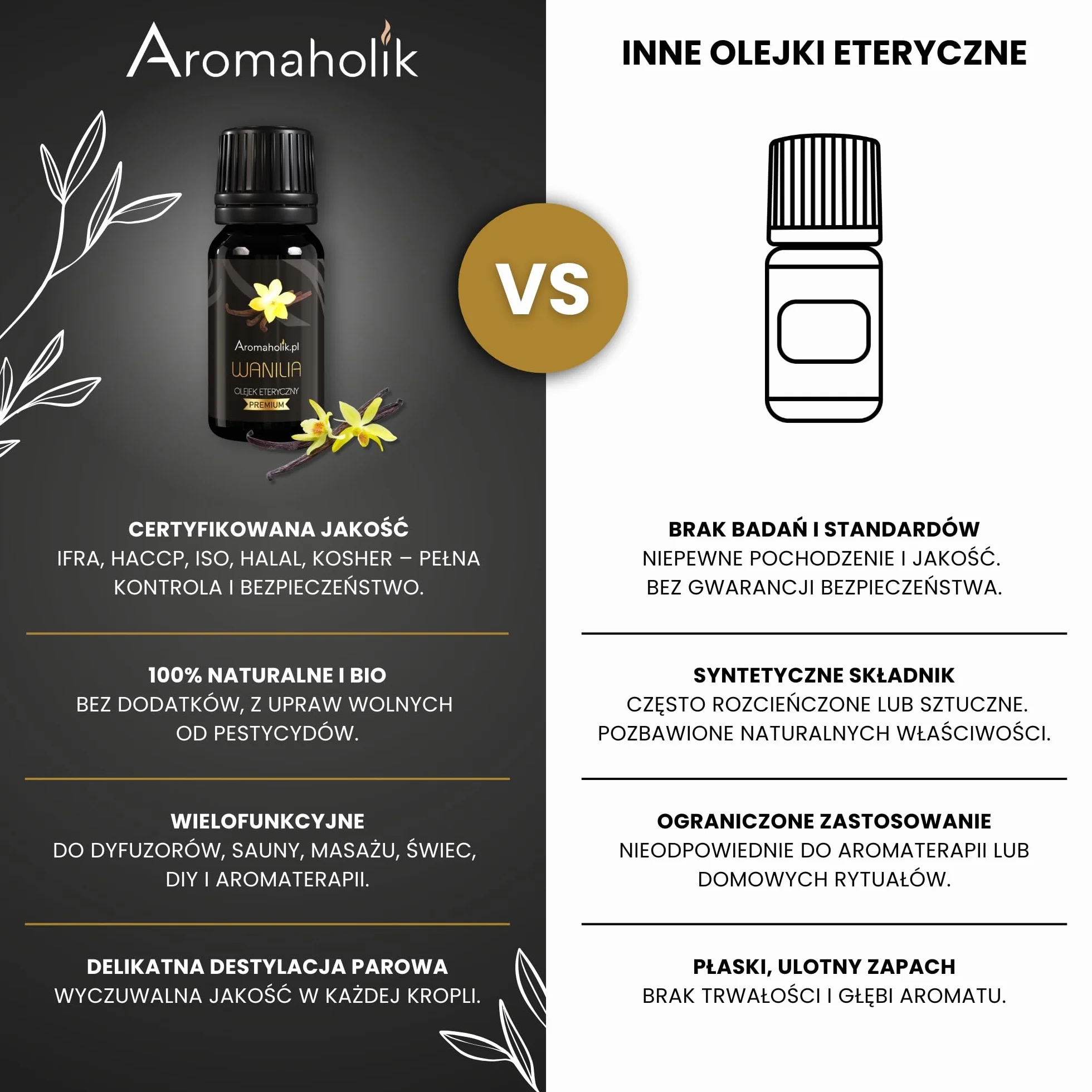 Olejek Eteryczny waniliowy BIO 100% naturalny – olejek eteryczny do dyfuzora & aromatyzera – certyfikowany olejek eteryczny z Indii – Vanilla Essential Oils 10ml do sauny i masażu