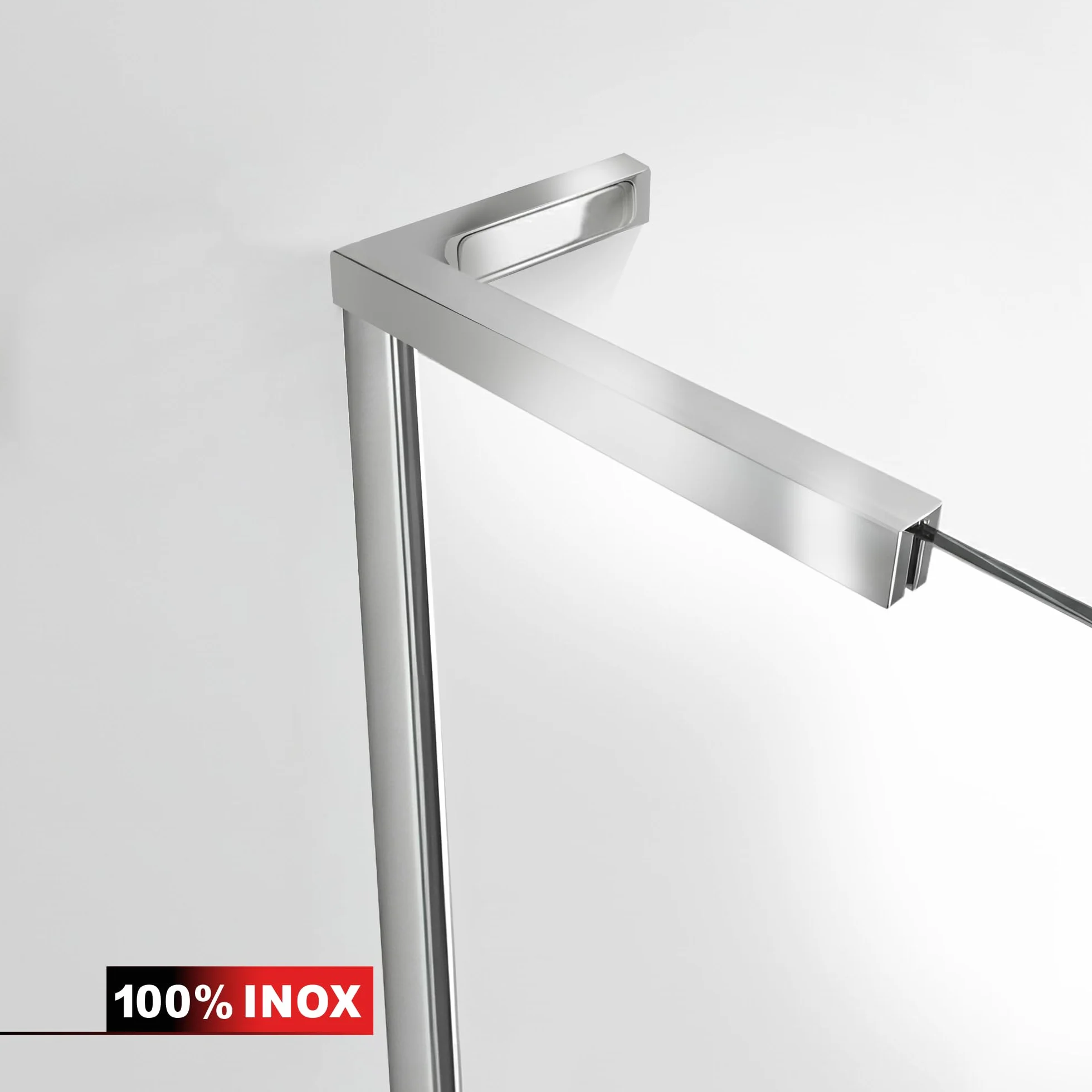 Aqua Roy Minimal INOX, model Nordic White, rozmiar 50 cm od 50/60/70/80/90/100, kabina prysznicowa, 8 mm przezroczyste szkło z nano-piaskowanym wzorem (50 x 195 cm, lewa)