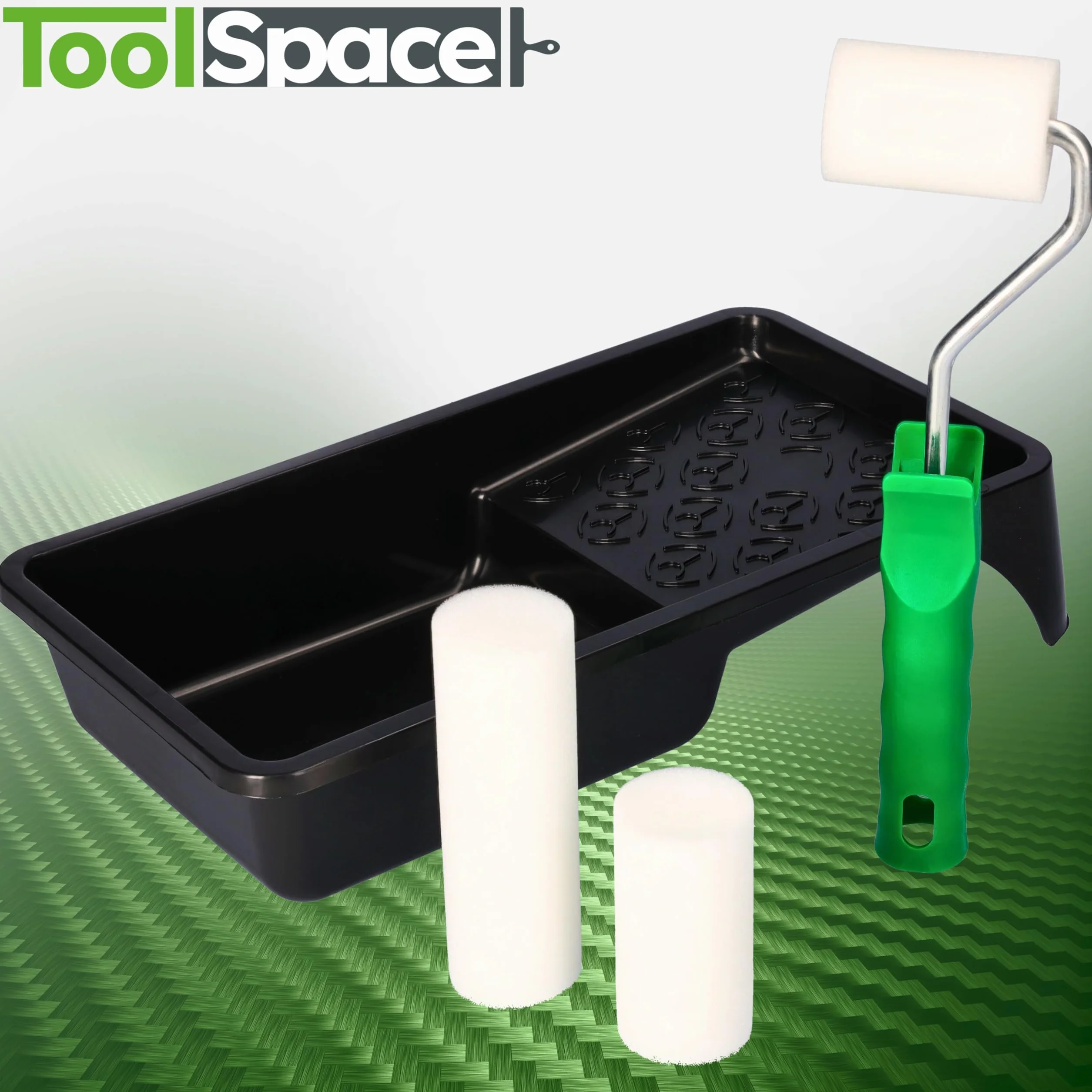 ToolSpace | ZESTAW MALARSKI | Wałek GĄBKOWY Moltopren 5cm, 7cm, 10cm rączka kuweta | Wałek malarski, do ścian, płaskich powierzchni, tacka na farbę