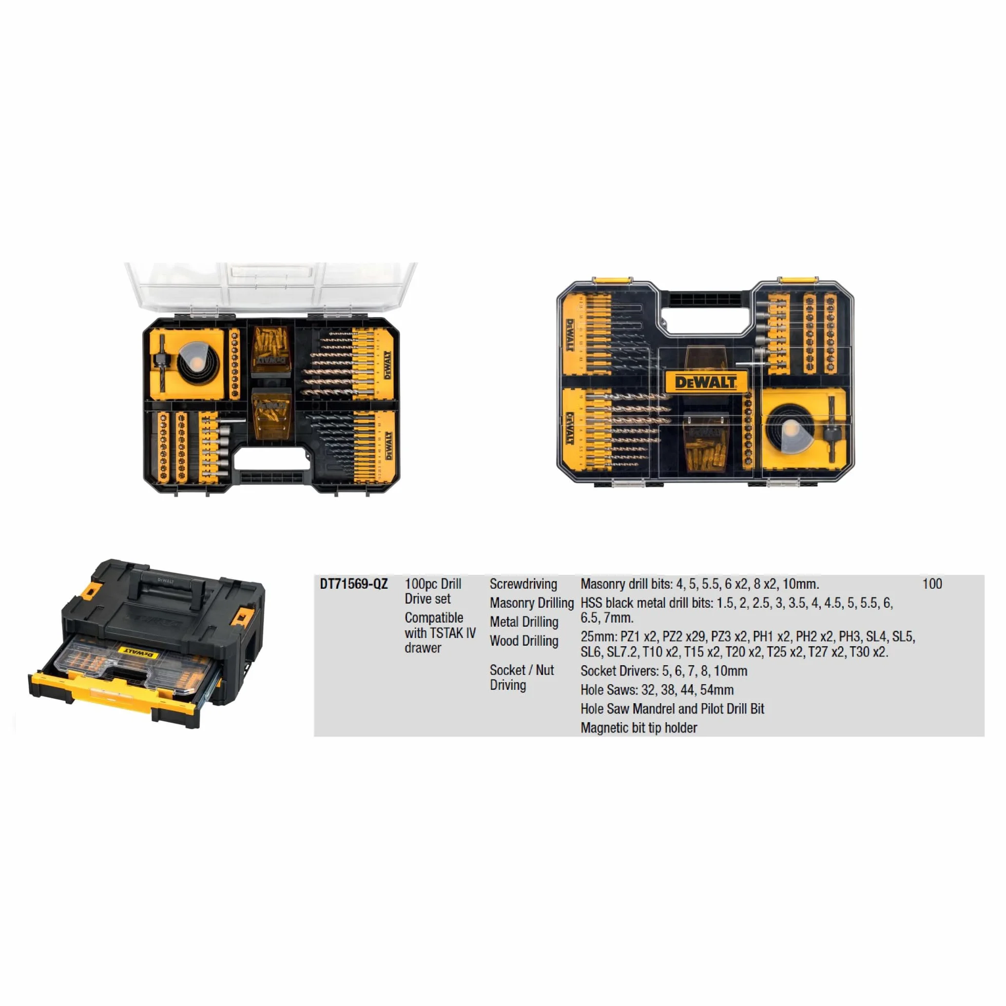 Dewalt Hss Zestaw Wierteł, Czarny/Żółty, 100 Elementów
