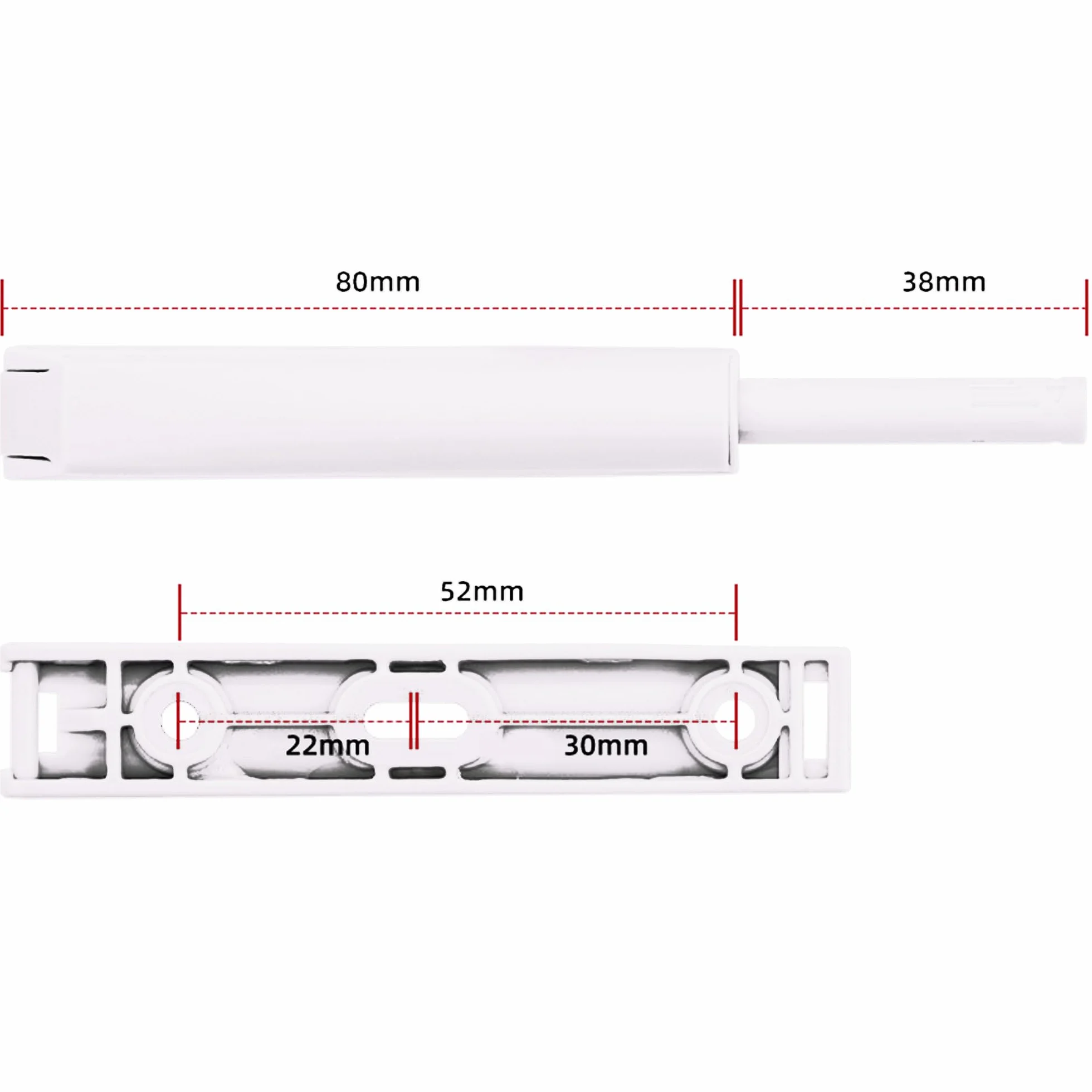 4 sztuki otwieraczy drzwi Push to Open, kolor biały, doposażenie Softclose, amortyzator magnetyczny do drzwi szafy, z taśmą klejącą 3M, 16 sztuk śrub