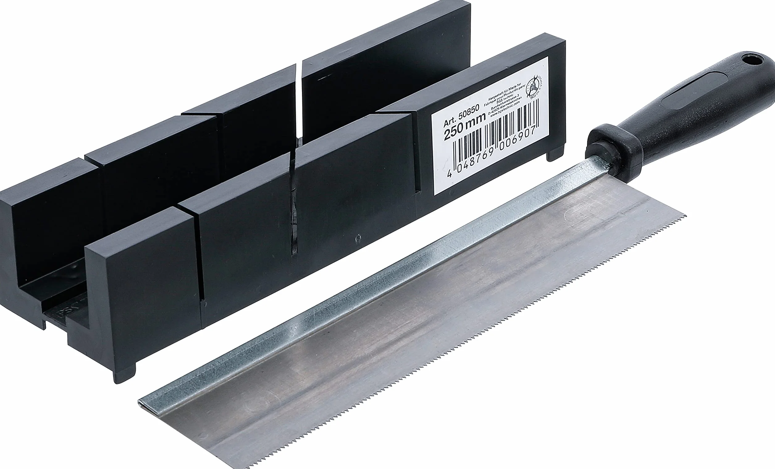BGS Diy 50850 | Skrzynka uciosowa z tworzywa | 245 x 65 x 48 mm | z piłą precyzyjną