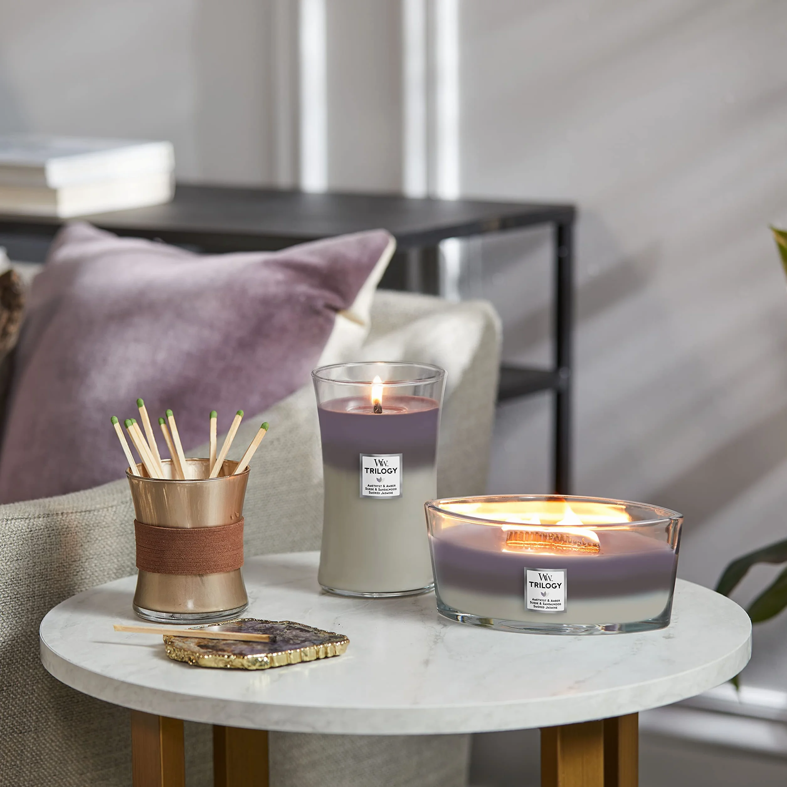 WoodWick Świeca zapachowa Ellipse Trilogy ametyst niebo, czas palenia 50 h