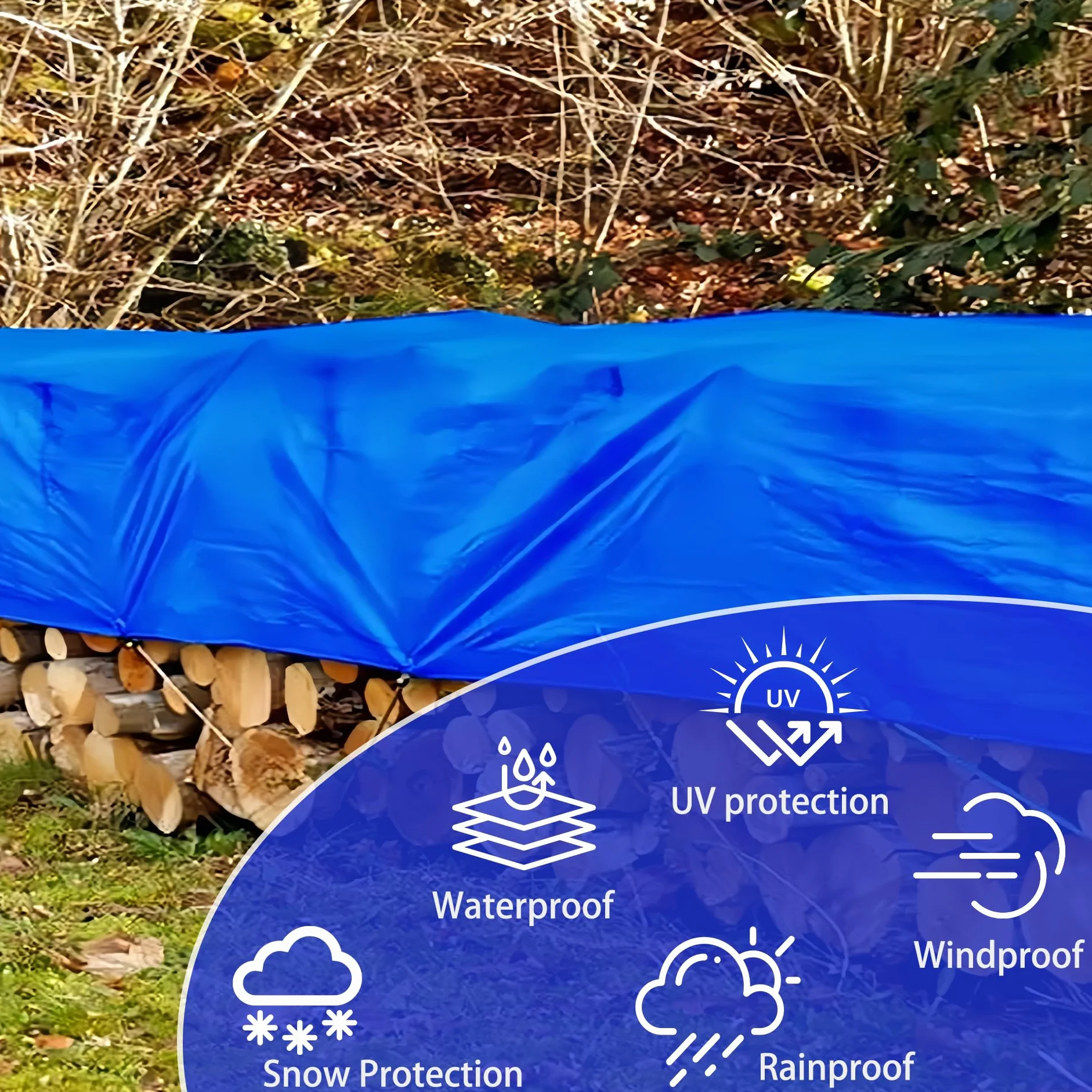 Plandeki 150 x 225 cm Plandeka Ochronna Na Podłogę 170 G/㎡, Wiatroodporna, Odporna Na Rozdarcie Wielofunkcyjne, Wzmocnione Oczka Do Namiotów, Mebli, Szop, Niebieski
