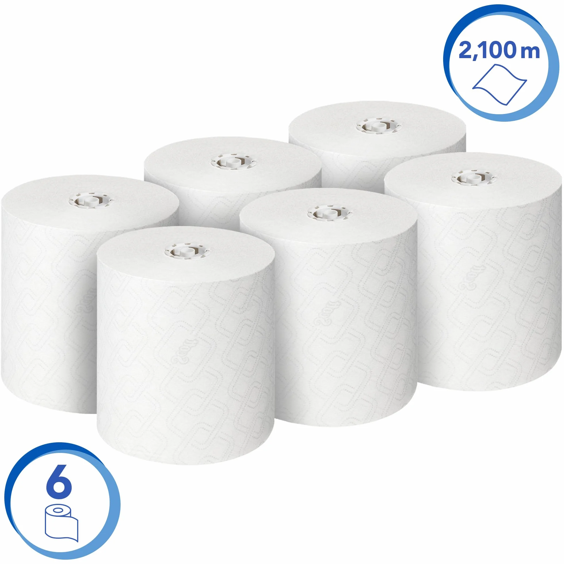 Ręczniki papierowe w rolce Scott Essential 6691 — ręczniki papierowe do rąk w rolce — 6 białych rolek papieru o długości 350 m (łącznie 2100 m)