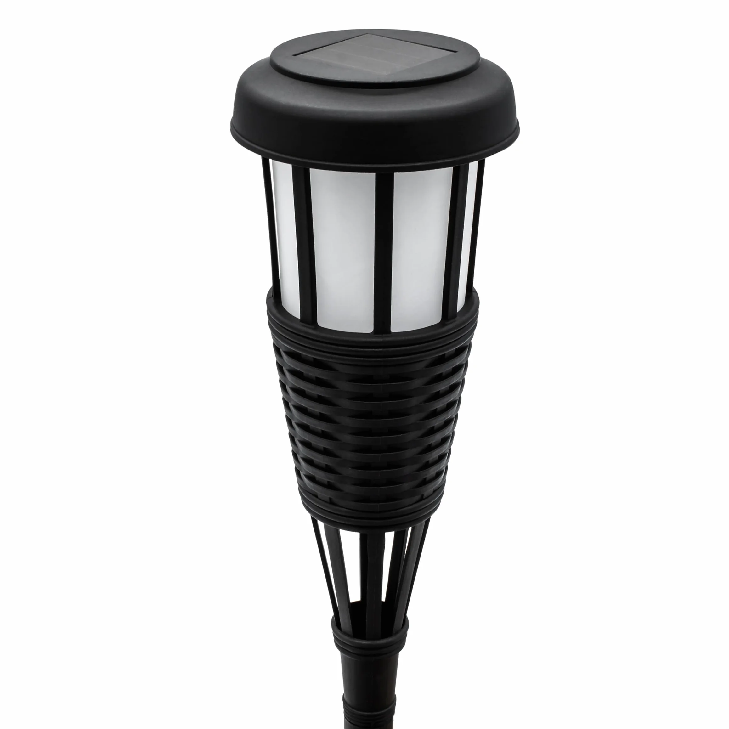 Spetebo Solarna pochodnia ogrodowa LED o wyglądzie rattanu – zestaw 12 szt. – lampa solarna 48 x 10 cm z efektem migotania – oświetlenie ogrodowe dekoracyjne oświetlenie ogrodowe wtyczka do grządek z