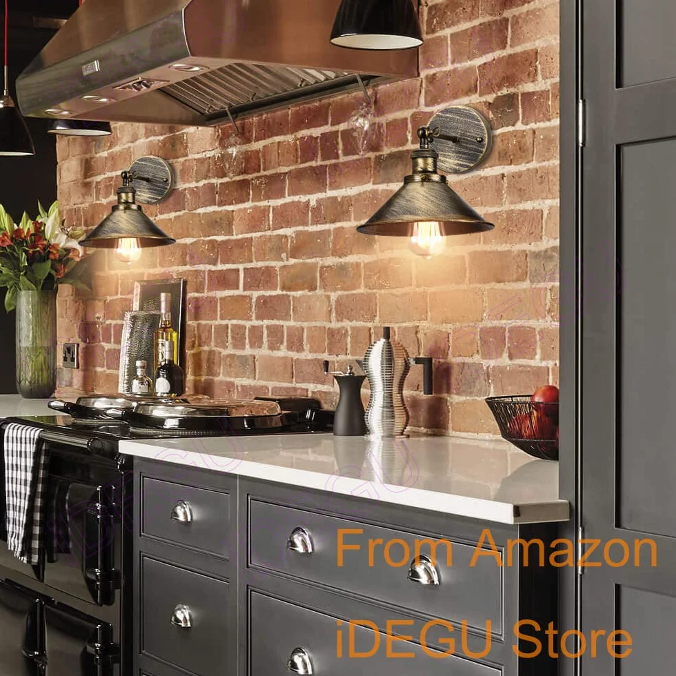 iDEGU 2 szt. Industrial Wall Lamp E27 Edison Style Metal Rotation 180° Kinkiet ścienny Vintage Lampa sufitowa do sypialni salonu kuchni korytarza, 22 cm (2 x brąz)