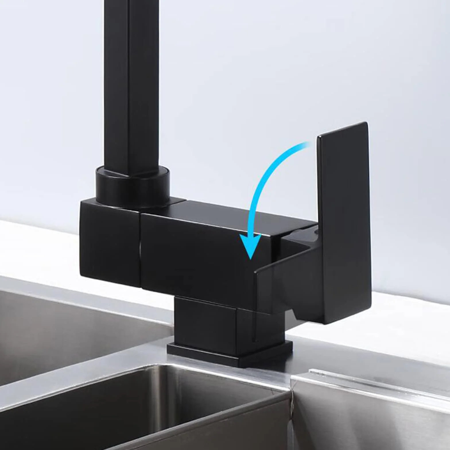 3-drożny kran kuchenny wielofunkcyjny kran do zlewu z obrotem o 360° składany mosiężny design stylowe czarne wykończenie łatwa instalacja do nowoczesnych kuchni