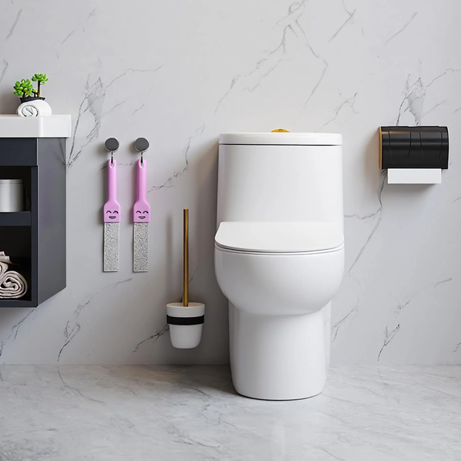 Pumice Stone środek do czyszczenia toalety, z 2 różowymi uchwytami, do toalety, piekarników, basenów, grilla i wanny, 4 sztuki