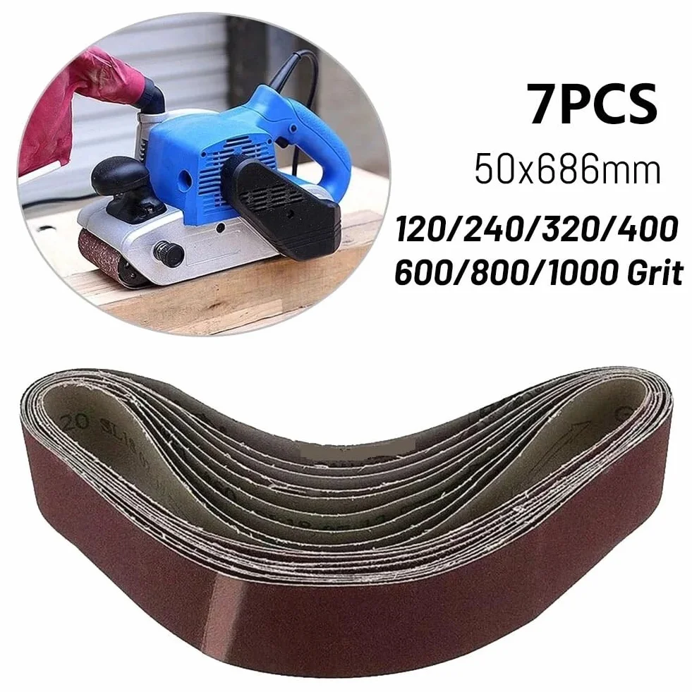 Szlifierka taśmowa pasy szlifierskie 10 sztuk taśma ścierna 120/240/320/400/600/800/1000 Grit 50x686mm narzędzia do szlifowania drewna