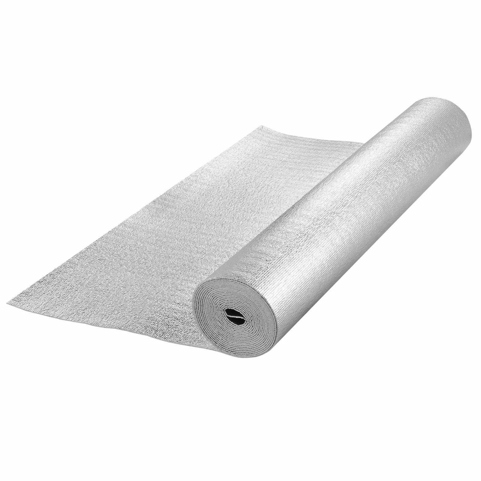 VEVOR Podwójna odblaskowa rolka izolacyjna, piankowa bariera promieniująca, 3,2 mm 122 cm x 7,6 m, dwustronna folia aluminiowa, pianka EPE, osłona odbijająca ciepło, rolka termoizolacyjna do okien,