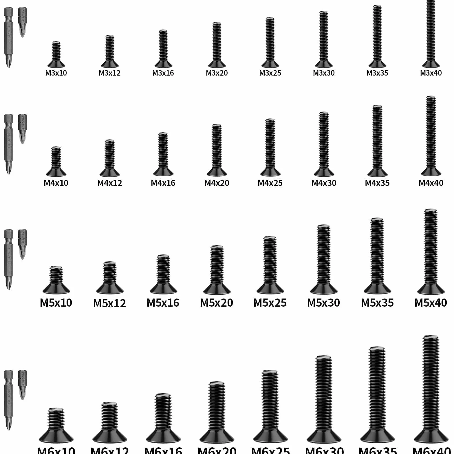 Mbsomnus 60 sztuk śrub z łbem stożkowym M4 x 10 mm, śruby z łbem stożkowym M4, śruby gwintowane z łbem płaskim do drzwi, okien, stołów, krzeseł, ogrodzeń