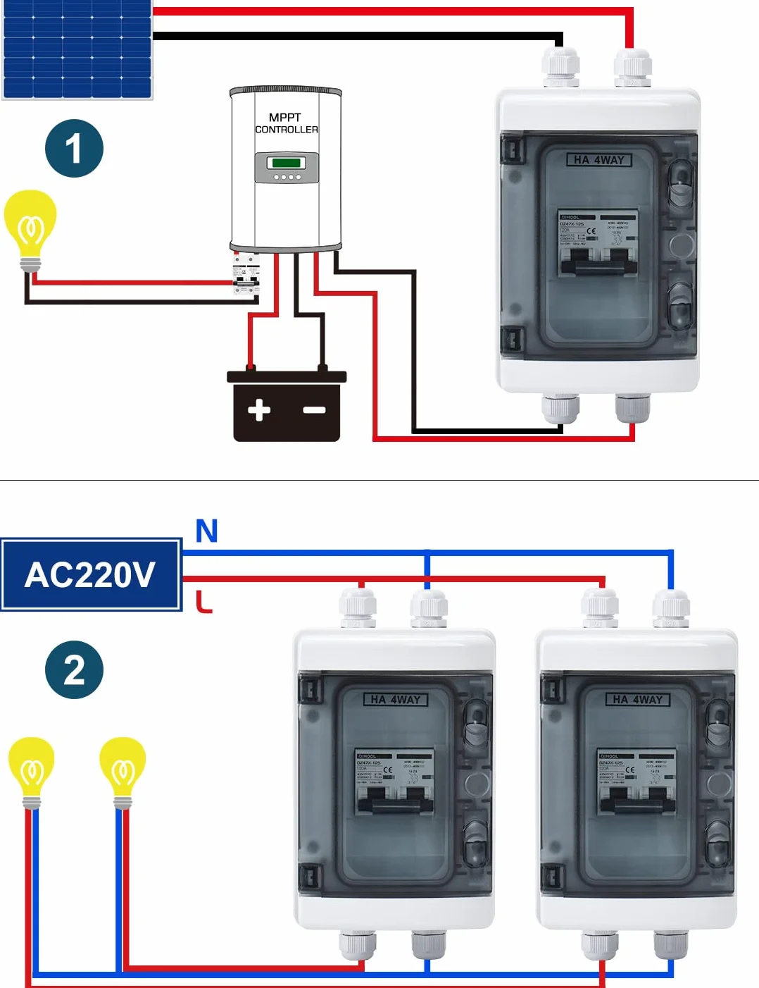 DIHOOL Wyłącznik nadprądowy DC 12V 120A 2-biegunowy IP65
