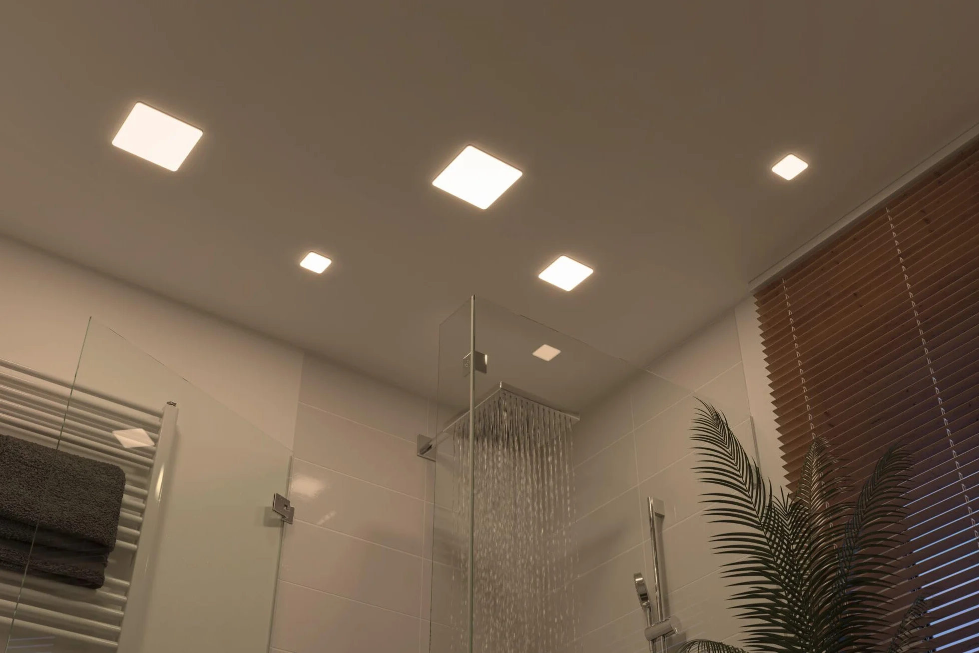 Paulmann 92397 Panel LED, oprawa wpuszczana Veluna VariFit, IP44 125x125mm czworok., w kompl. oprawa sufitowa 1x8,5 W satyn. tworzywo sztuczne 4000 K