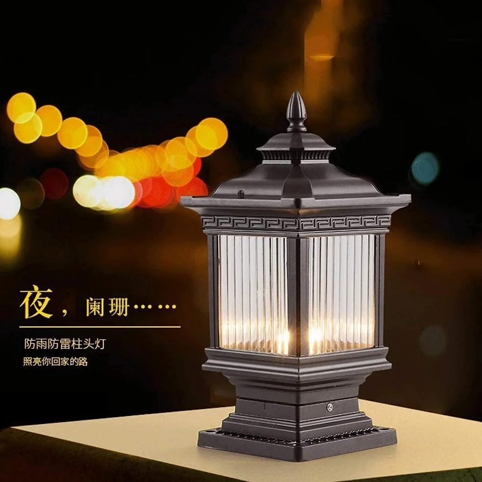 Lampa zewnętrzna słupek świetlny, zewnętrzne lampy ogrodowe trawnik lampy podłogowe światła naziemne zewnętrzne wodoodporne lampy ogrodowe słupek E27 światło dziedziniec, wysokość: 38,5 cm