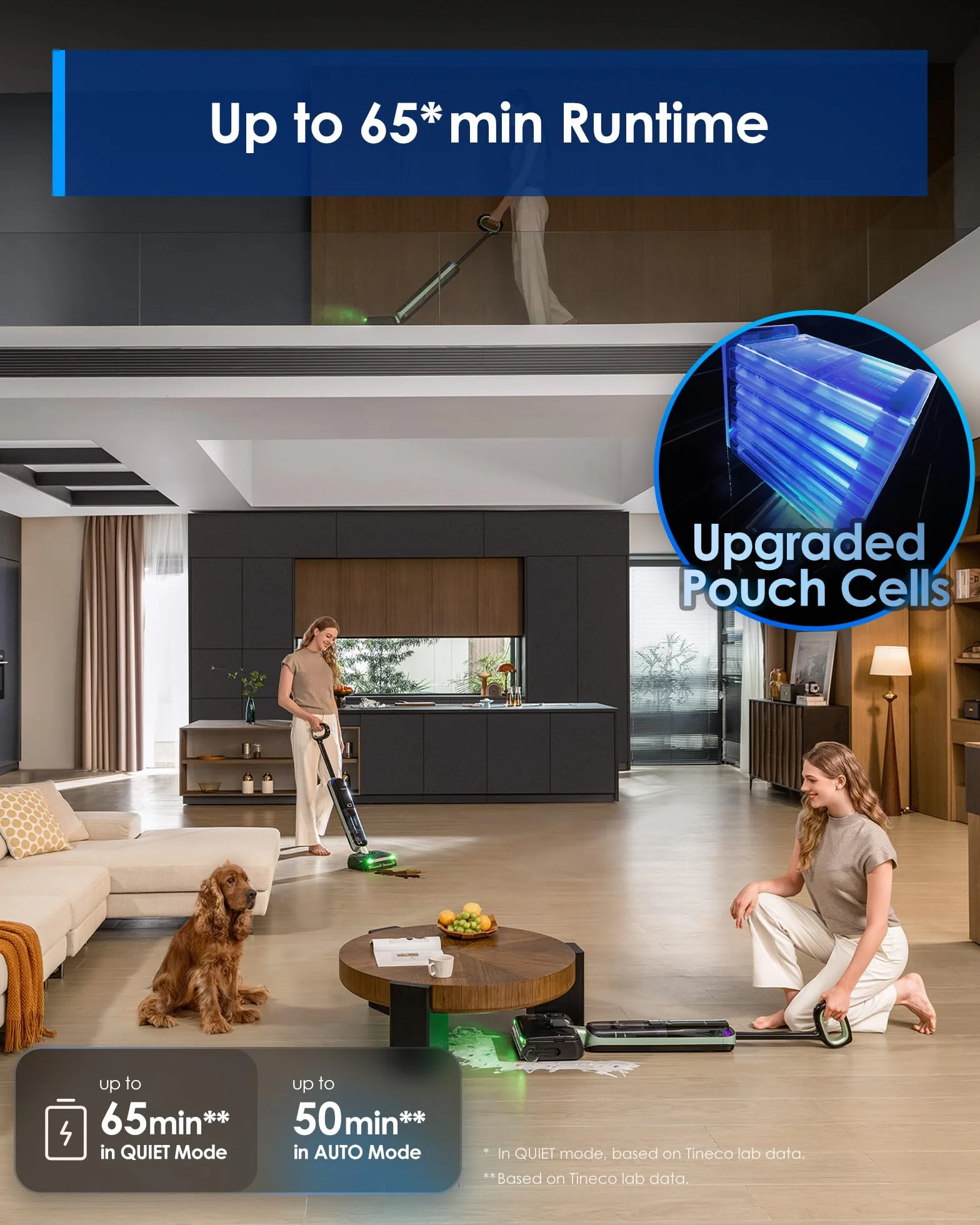 Tineco FLOOR ONE S7 Master Odkurzacz do odkurzania na mokro/sucho, skrobak StreakFree, 9,9 cm, siła ssania 23 kPa, System samoczyszczenia FlashDry, zielona lampka DustReveal 150°