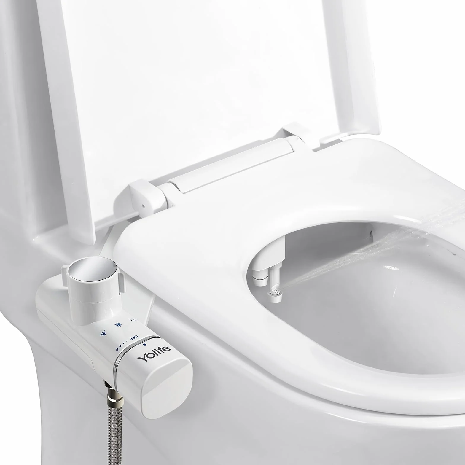 Yolife Bidet, ultracienka nasadka bidetowa do toalety z nieelektryczną, samoczyszczącą podwójną dyszą (czyszczenie tyłu/kobiece), regulowane ciśnienie wody (z wężem 2 m)